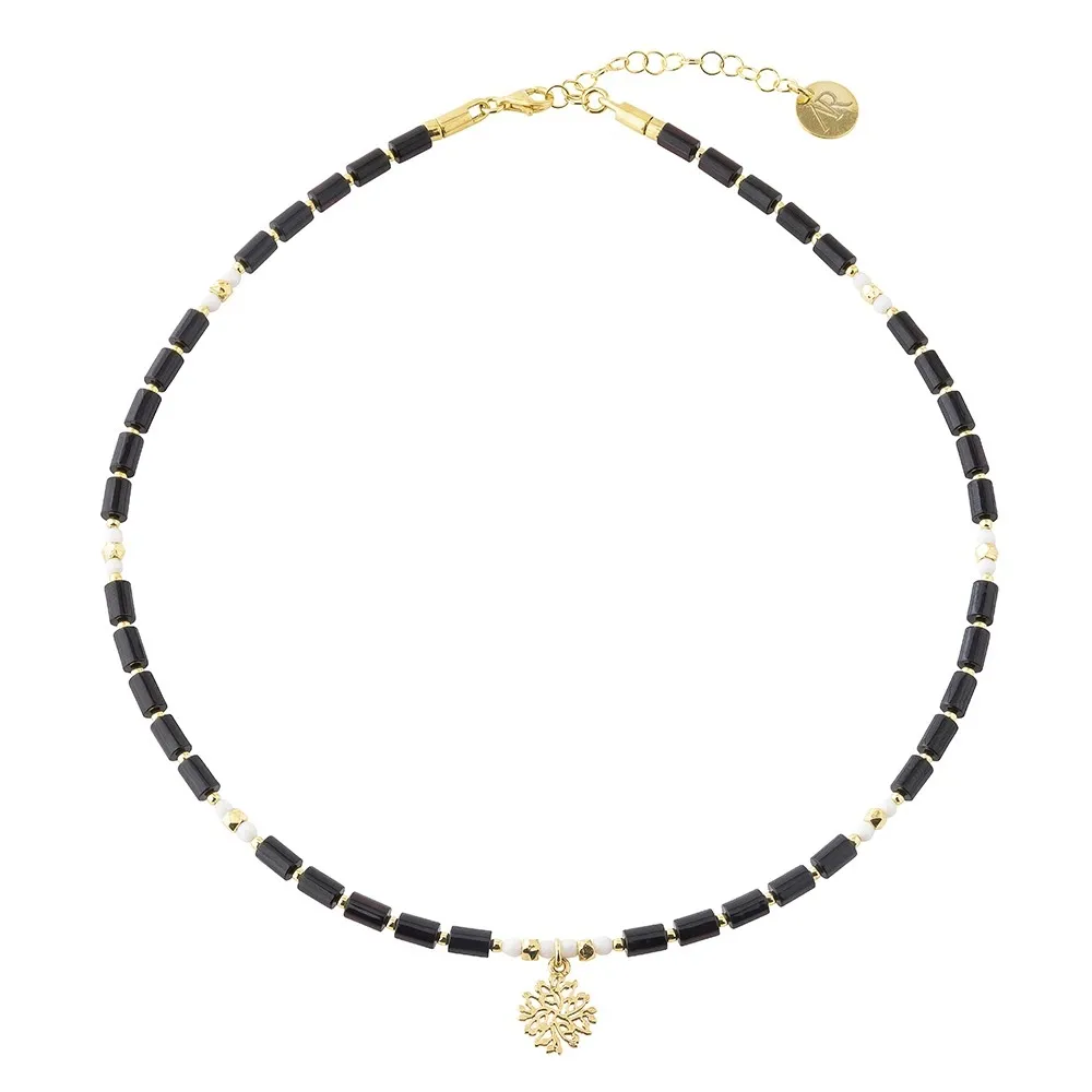 Kolia srebrna pozłacana z  wiśniowym bursztynem i naturalnym białym opalem