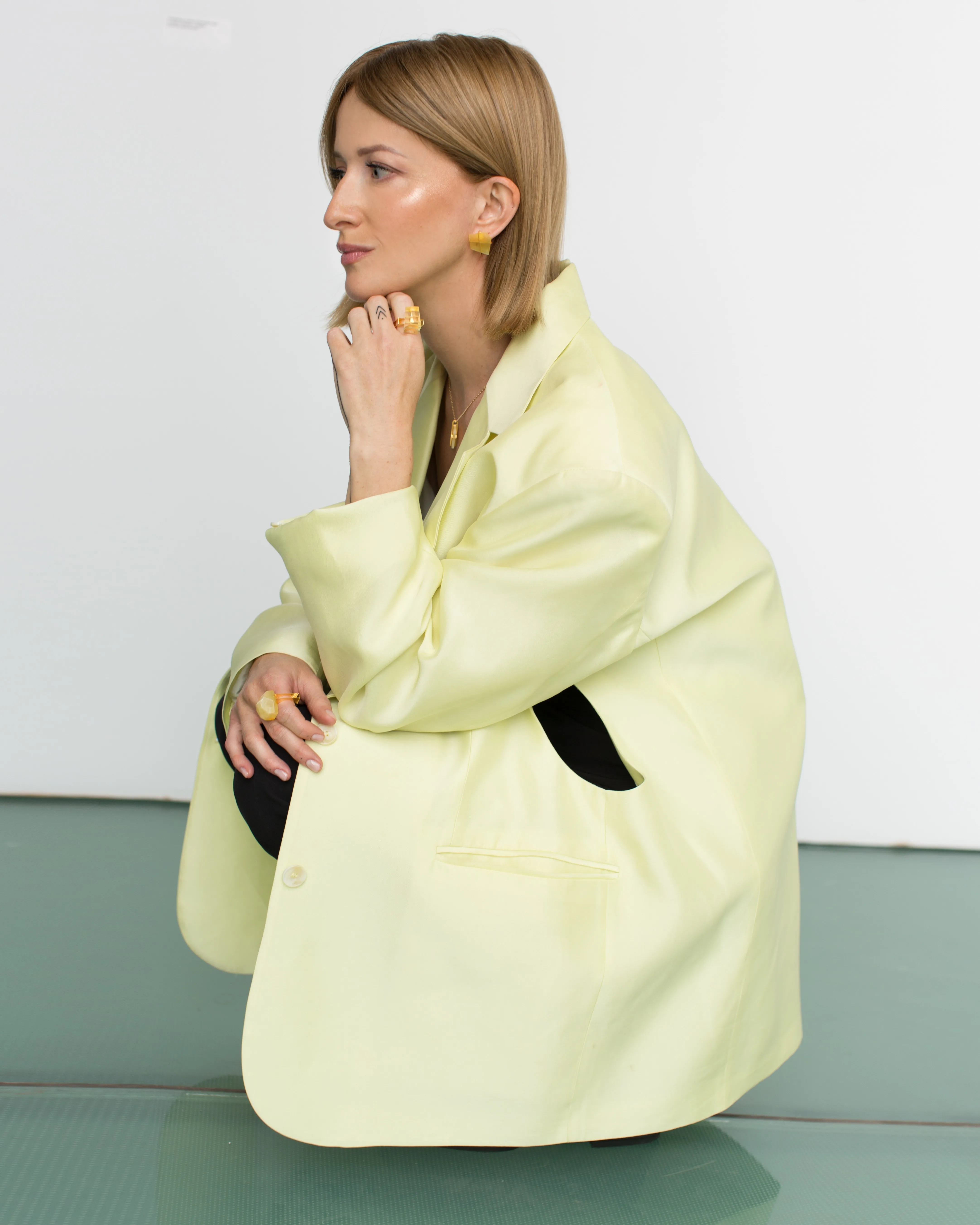 Kolczyki srebrne pozłacane z bursztynem cytryna polygon