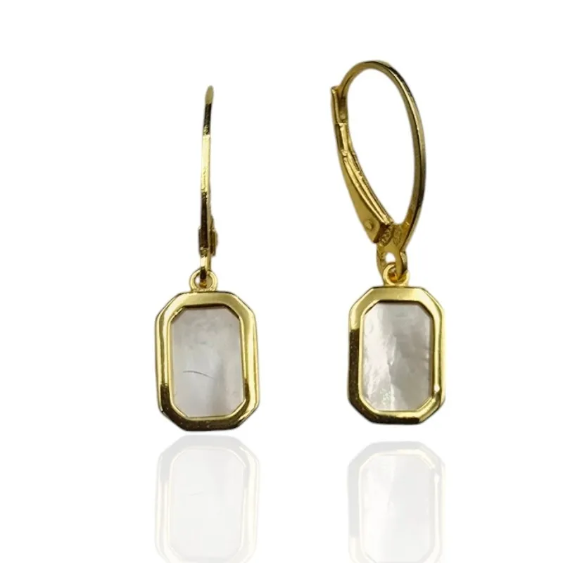 Kolczyki srebrne pozłacane z białą masą perłową