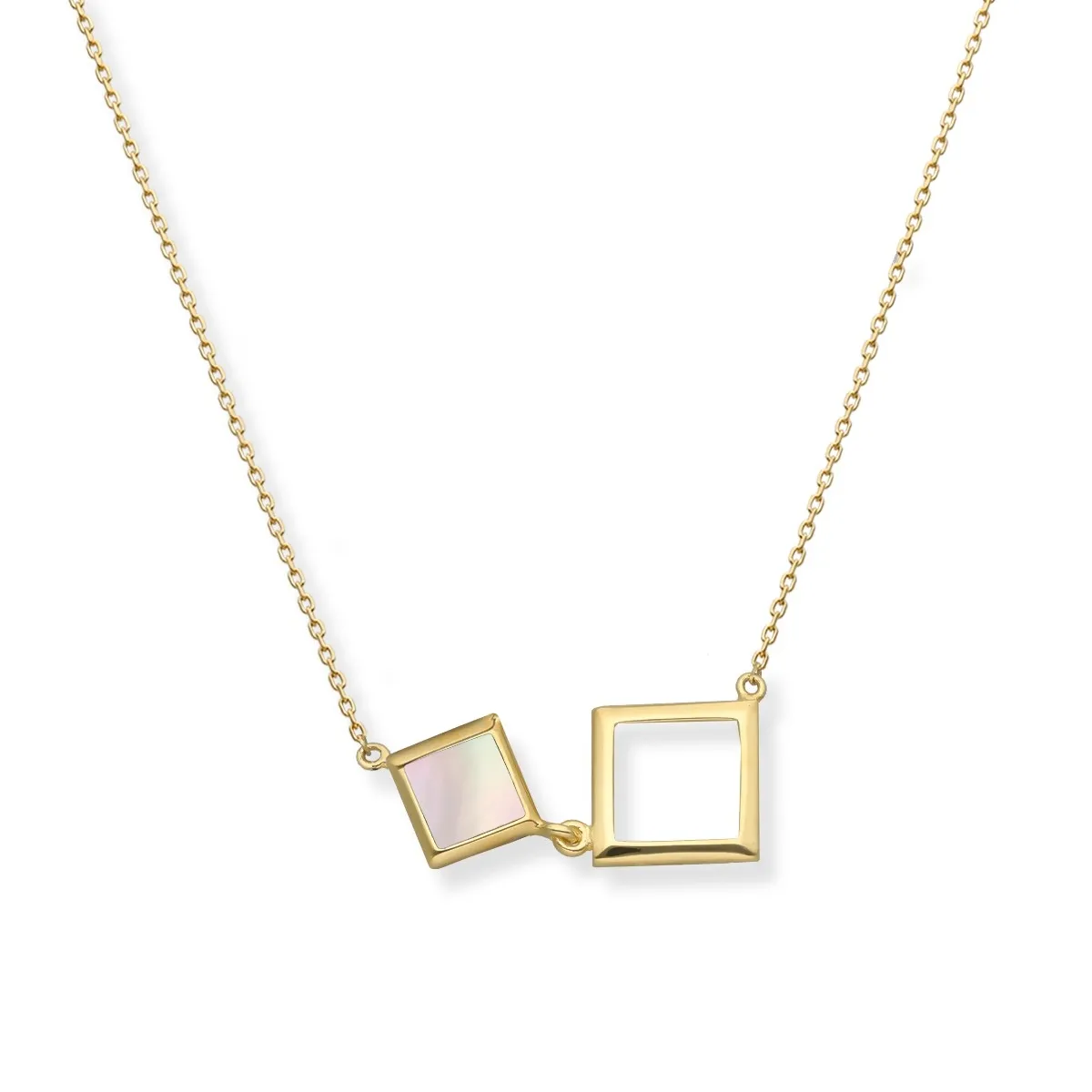 Naszyjnik  srebrny pozłacany z białą masą perłową amalfi