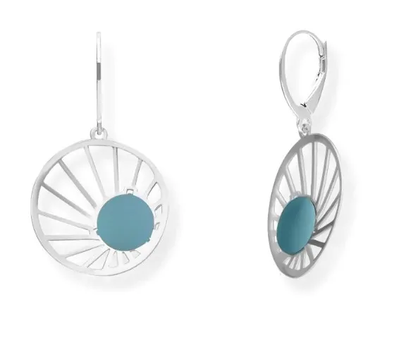 Kolczyki srebrne z tytanem okrągłe w kolorze indygo