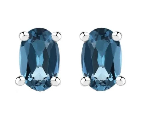 Kolczyki srebrne sztyfty z topazem london blue