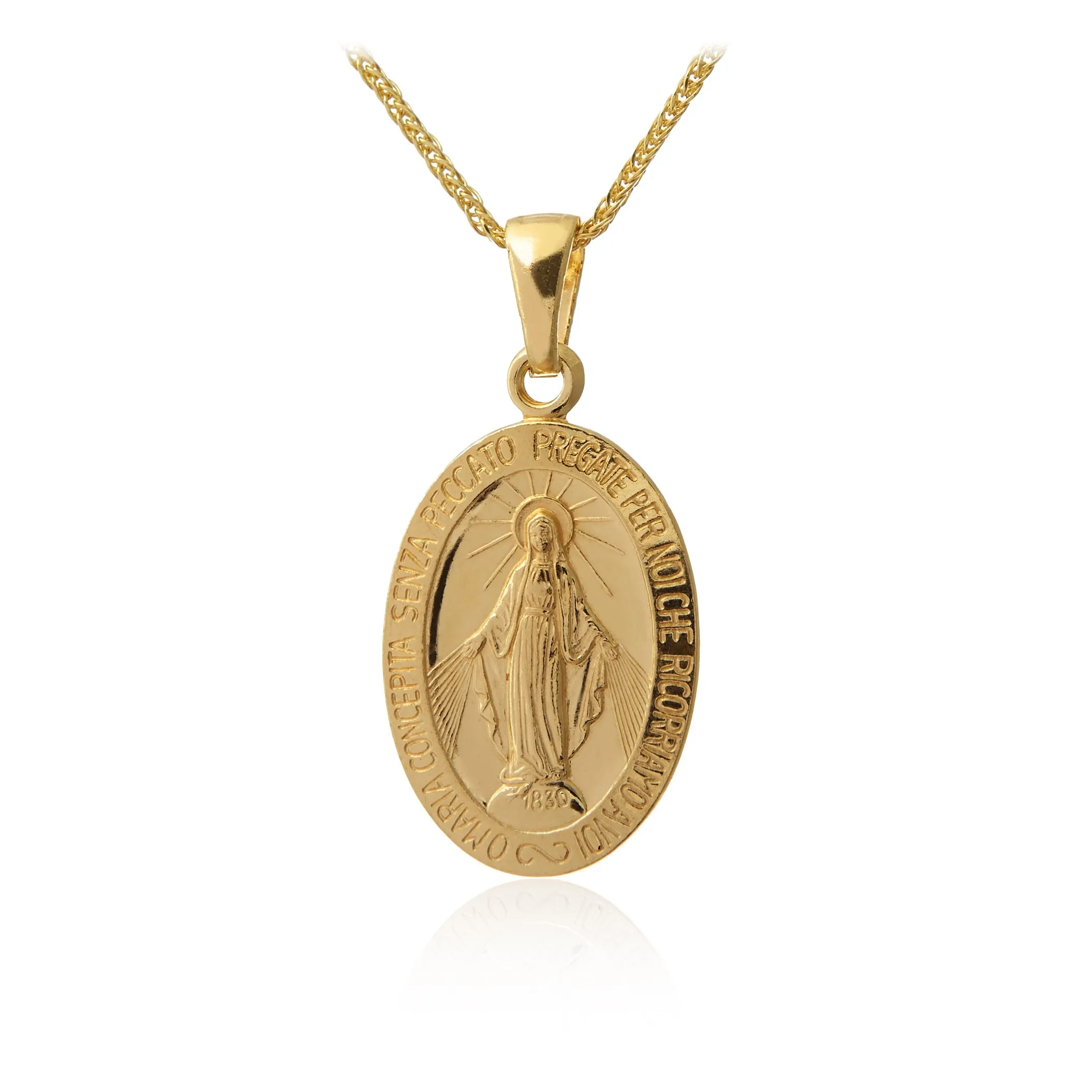 Medalik srebrny pozłacany matka boska cudowna - duży