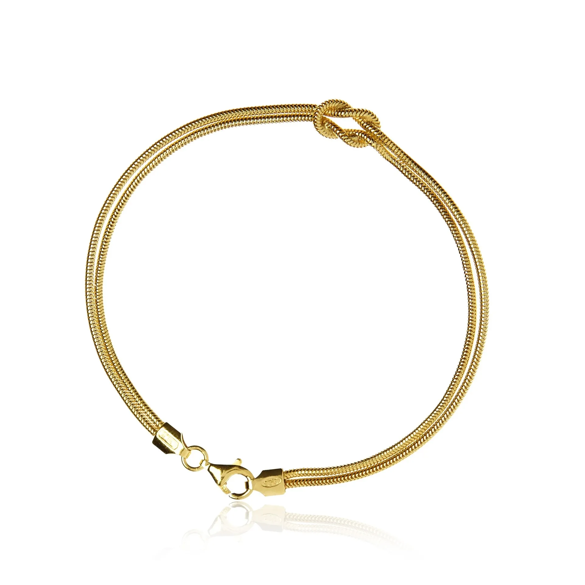 Bransoletka srebrna pozłacana  supełek  - modna biżuteria włoska