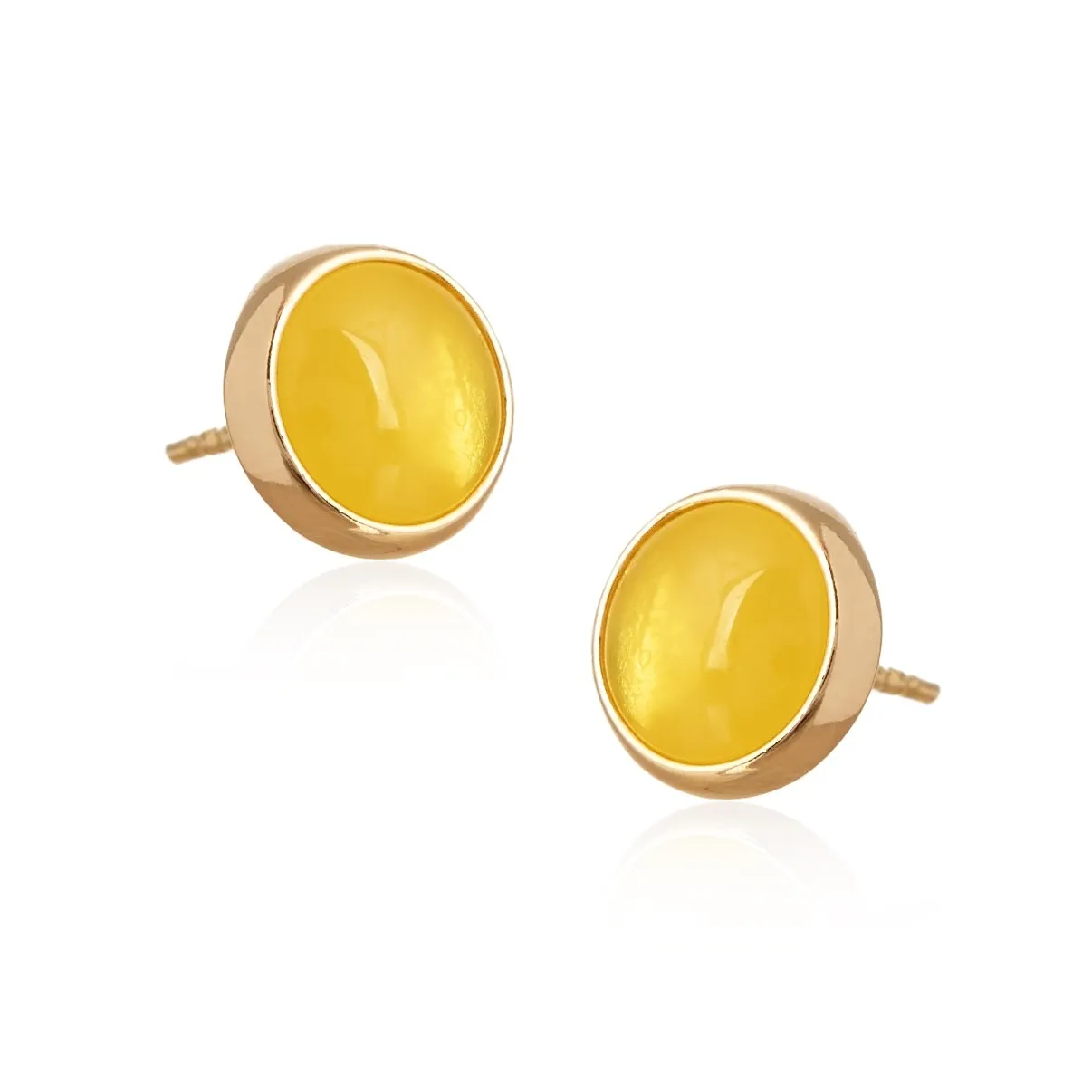 Kolczyki srebrne pozłacane z żółtym bursztynem  - piękne