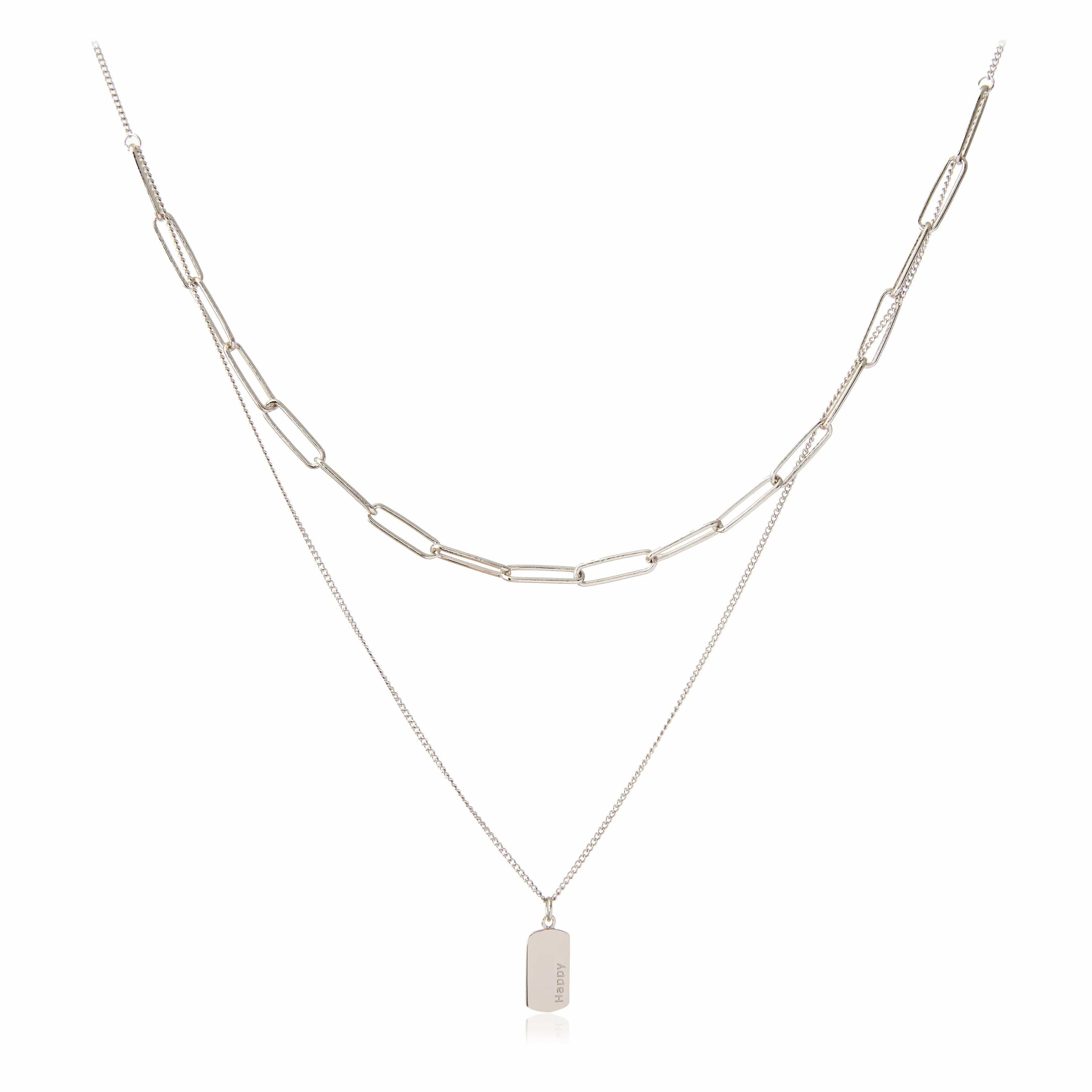 Naszyjnik srebrny kaskadowy happy  -  oryginalne połączenie dwóch łańcuszków
