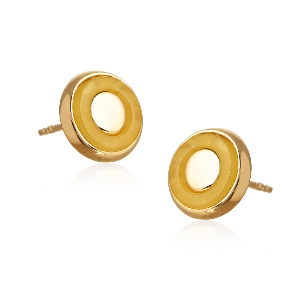 Kolczyki srebrne pozłacane z żółtym bursztynem