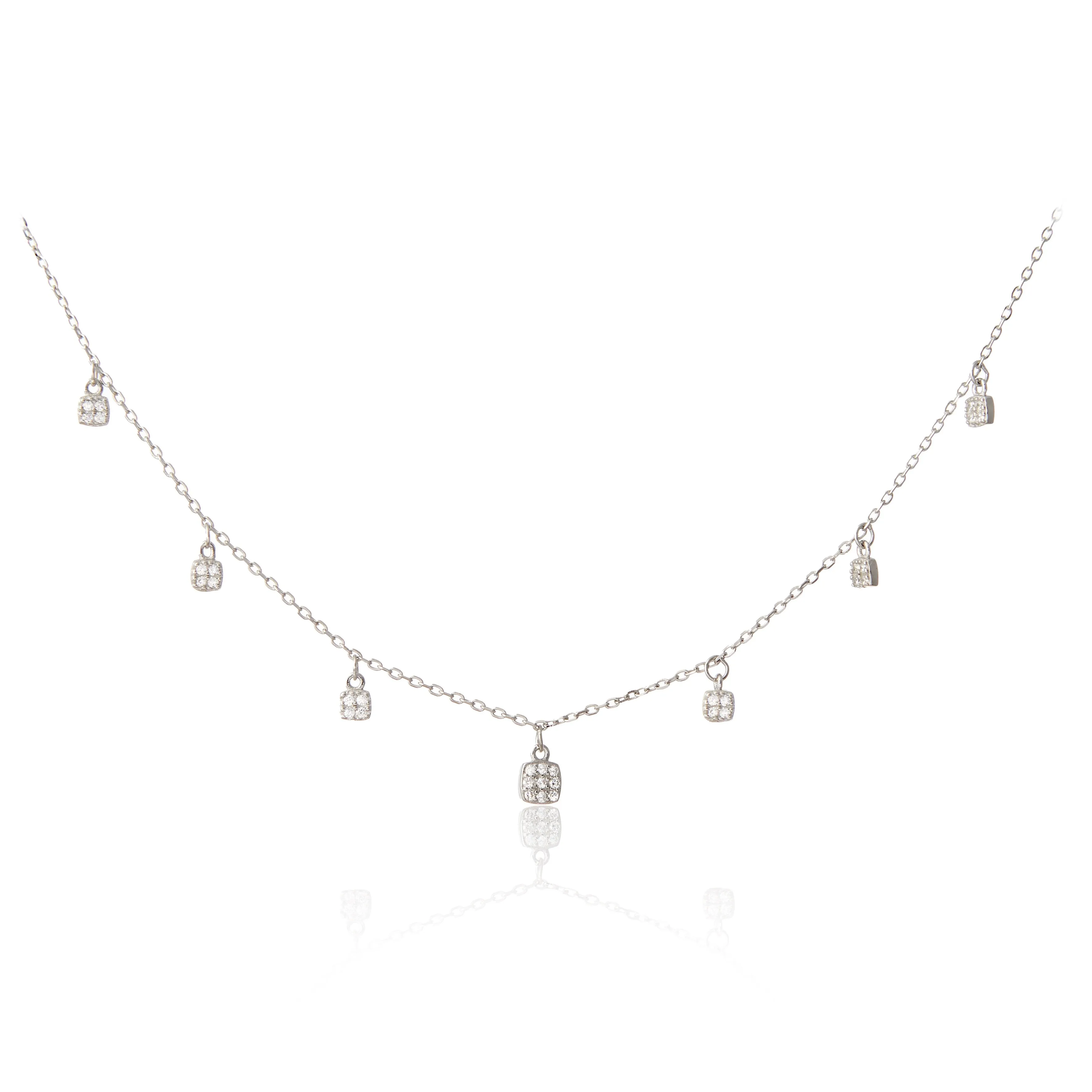 Naszyjnik srebrny  z kosteczkami z mikrocyrkoniamii