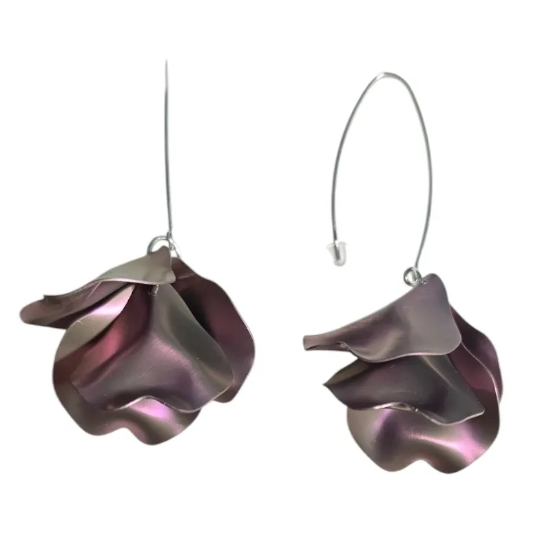 Kolczyki srebrne z różowym tytanem długie san marino