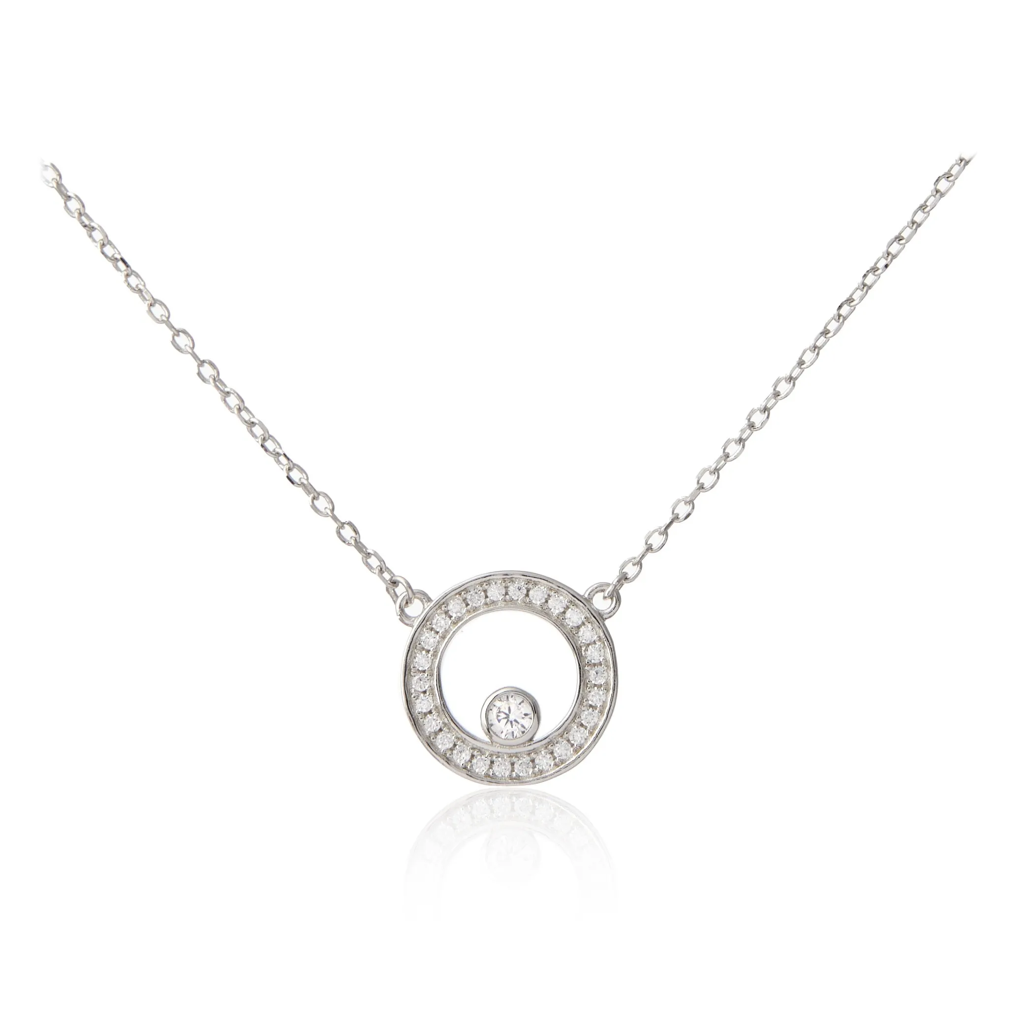 Naszyjnik srebrny z mikrocyrkoniamii kółko