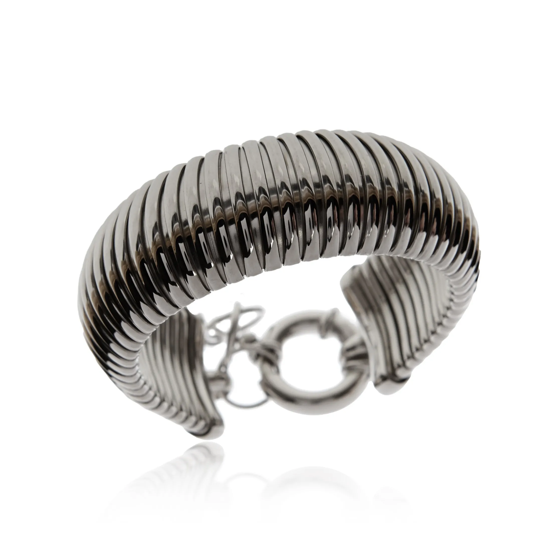 Oryginalna szeroka bransoleta srebrna  rodowana