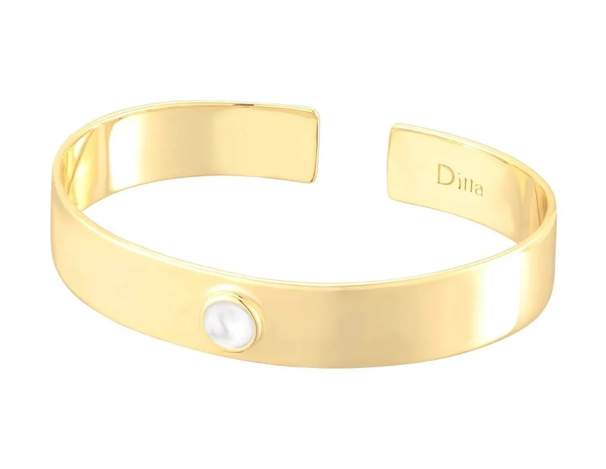 Bransoleta srebra pozłacana z masą perłową