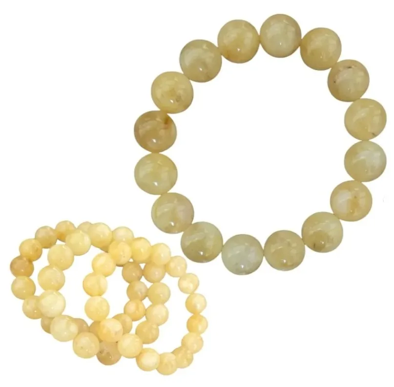 Bransoletka z bursztynem bałtyckim kule żółte średnica 1,6 cm