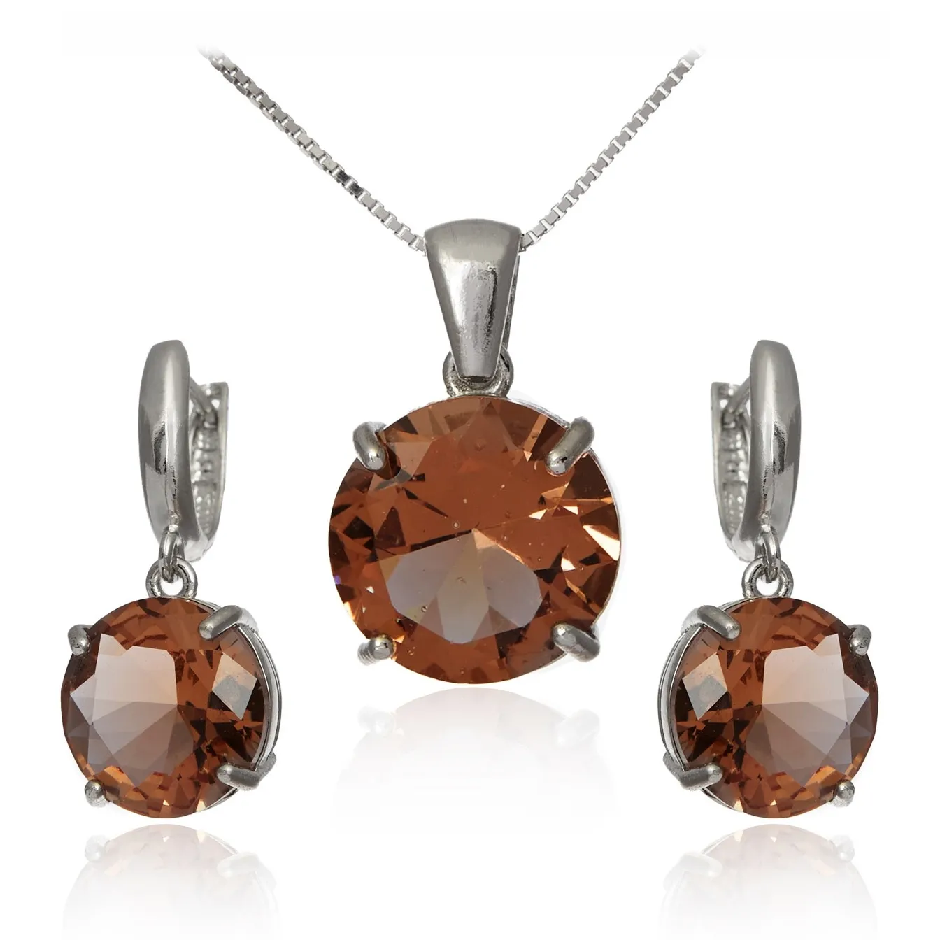 Śliczny komplet srebrny z  okrągłym sultanitem