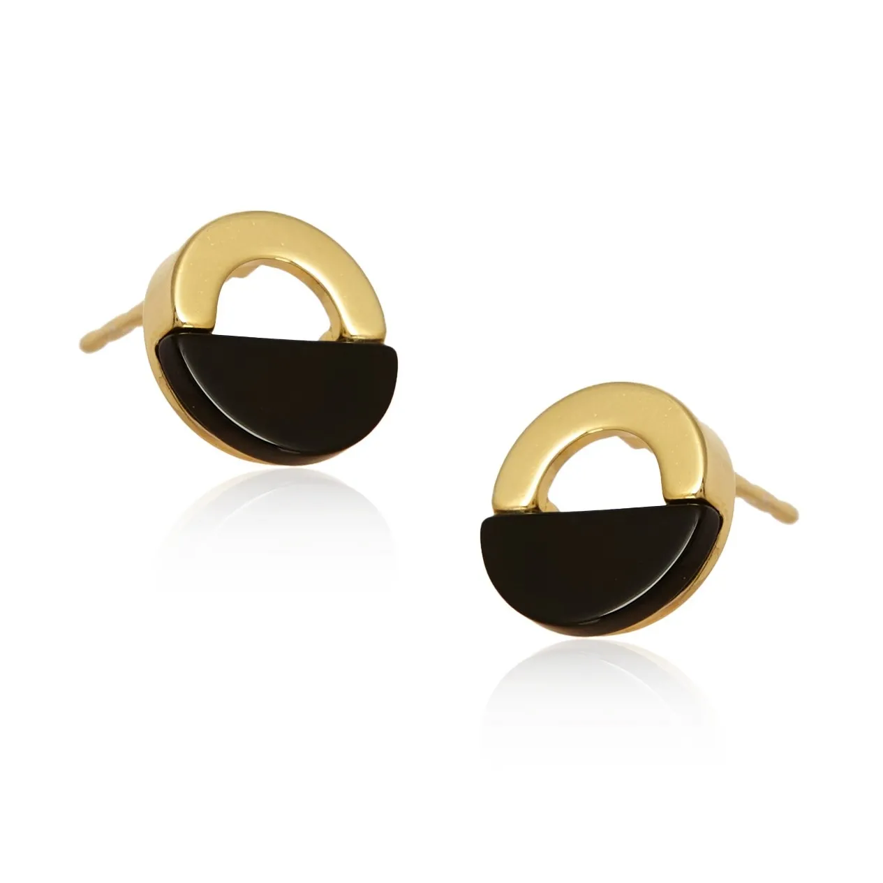 Kolczyki srebrne pozłacane z czarnym onyksem