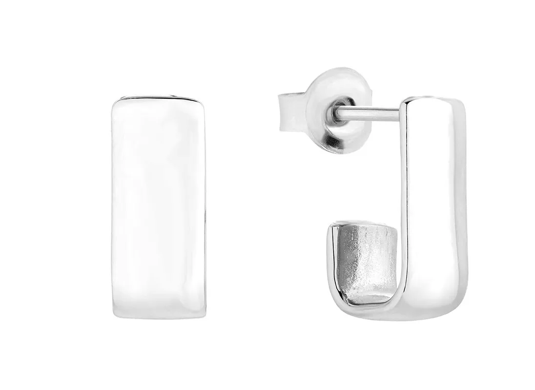 Proste kolczyki srebrne rodowane pod ucho