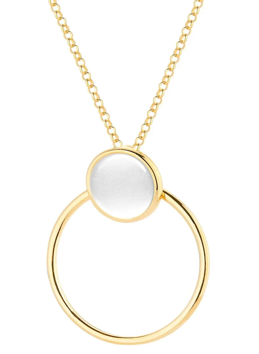 Naszyjnik srebrny pozłacany  z białą masą perłową