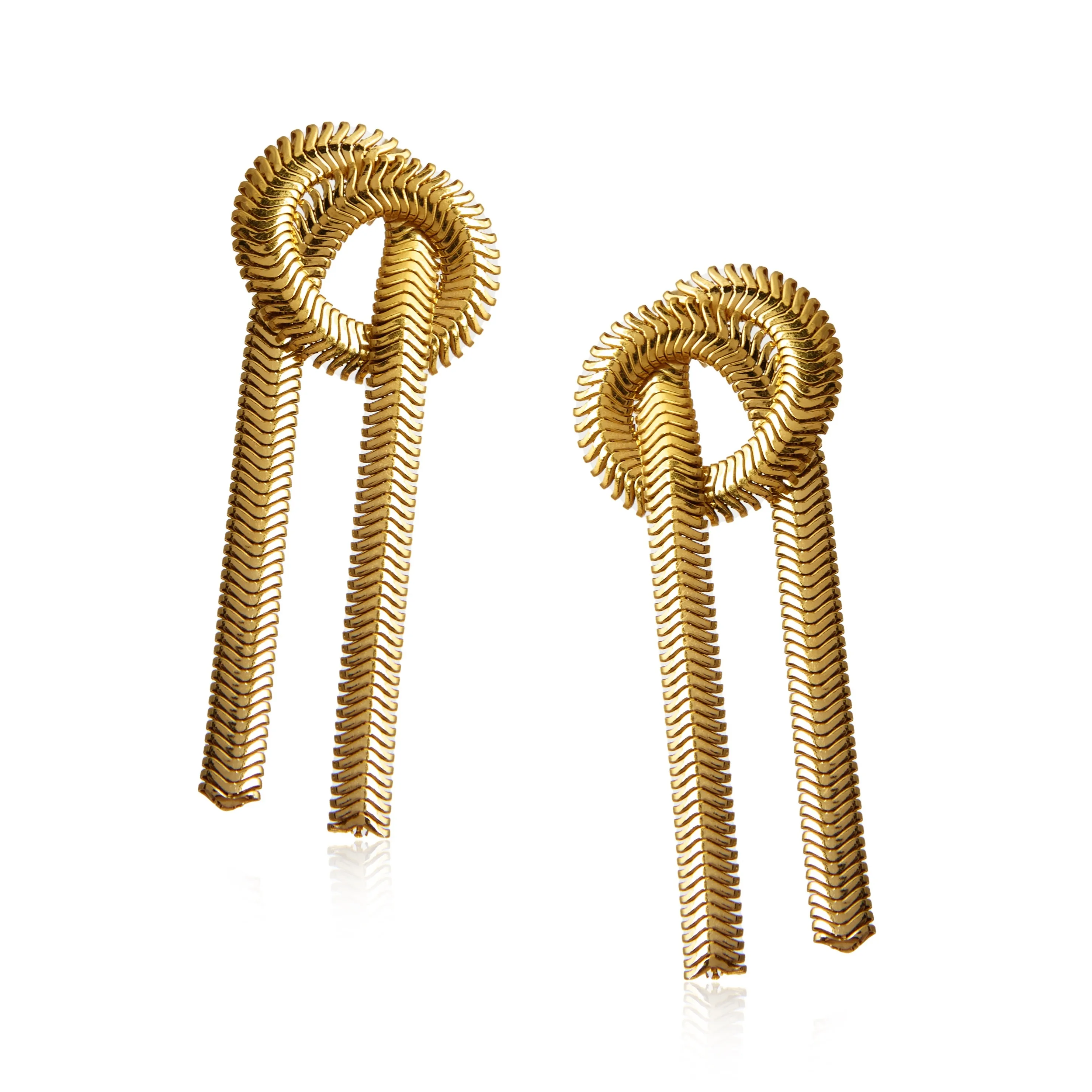 Kolczyki srebrne pozłacane warkocze - modna bizuteria włoska