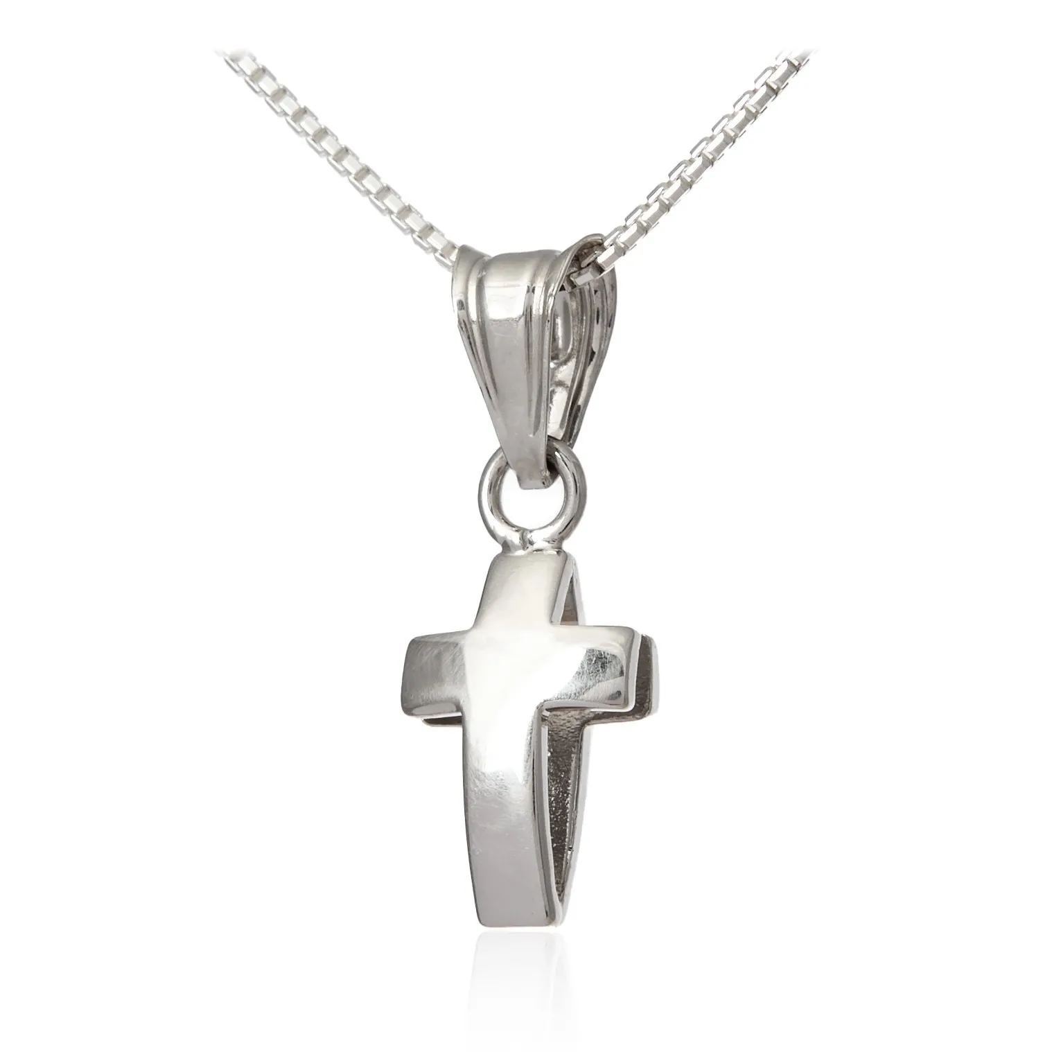 Prosty krzyżyk srebrny  rodowany