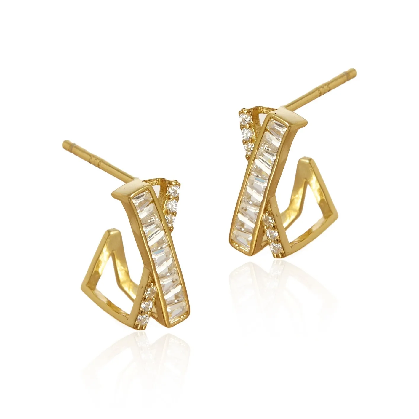 Srebrne kolczyki pozłacane z mikrocyrkoniamii piękne