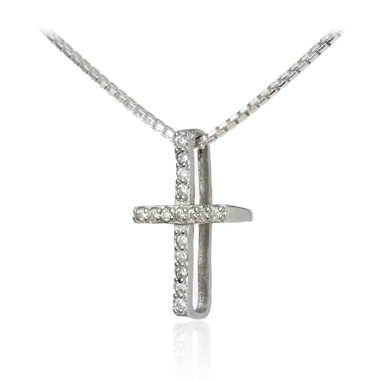 Krzyżyk srebrny z mikrocyrkoniamii