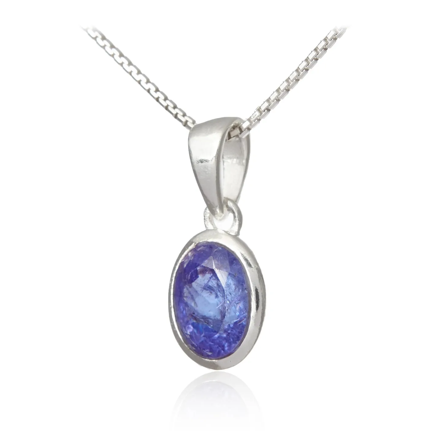Srebrna zawieszka  z tanzanitem owalna