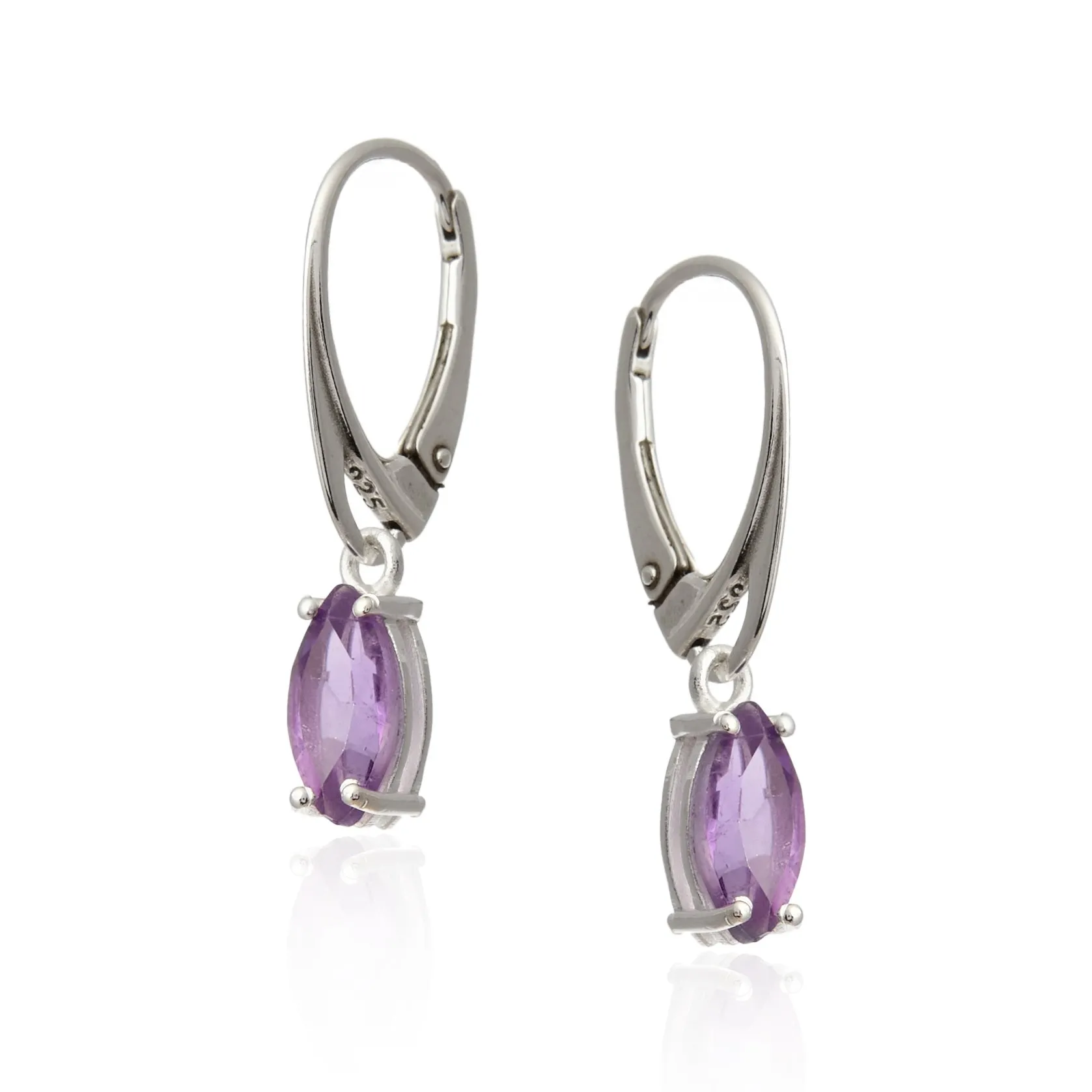 Kolczyki srebrne z ametystem  na prostm angielskim zapieciu