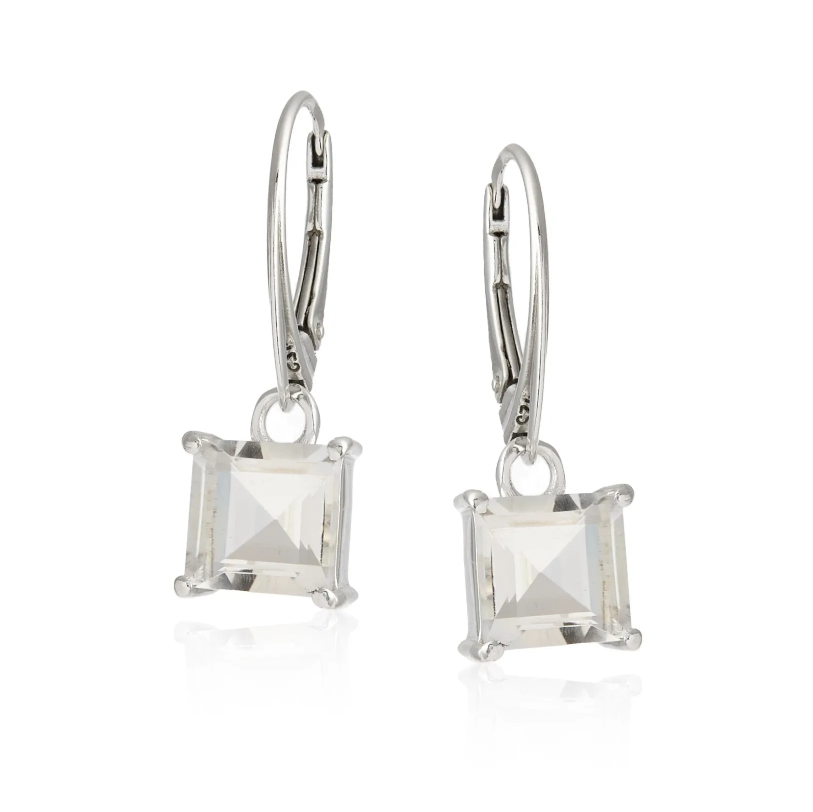 Kolczyki srebrne z  kryształem górskim na angielskim zapięciu
