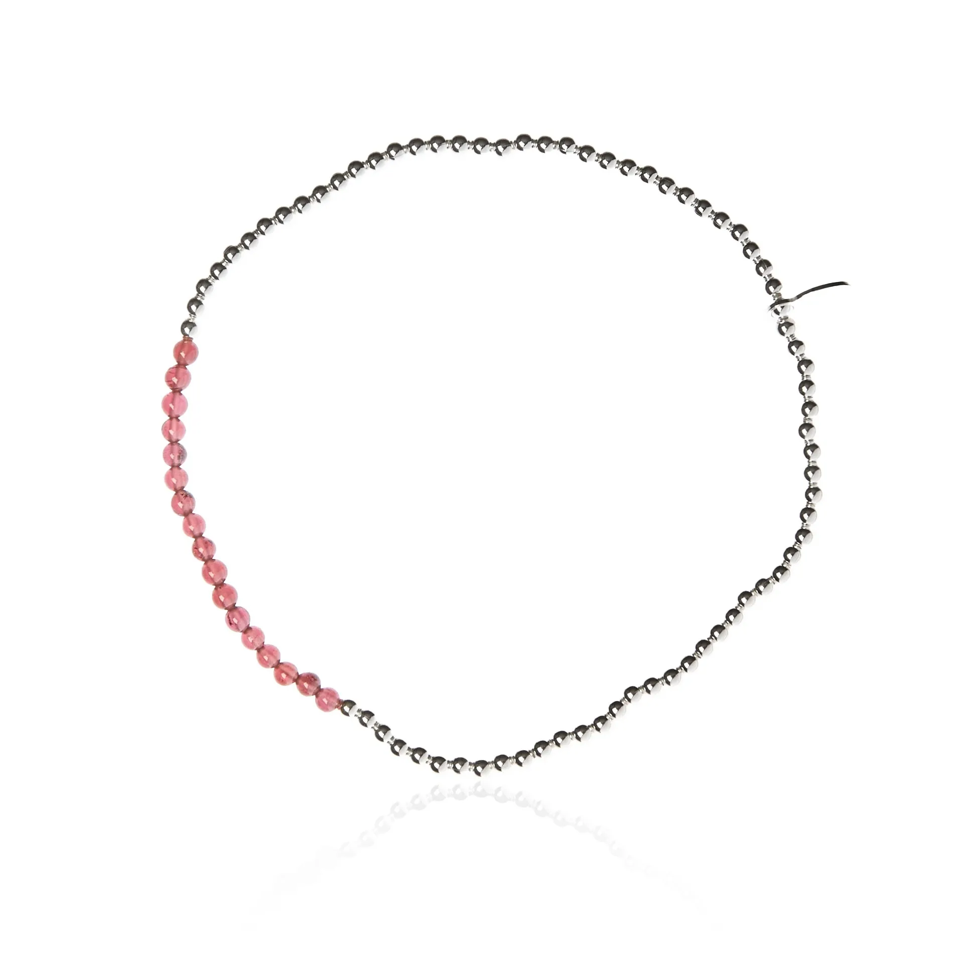 Bransoletka srebrna kuleczki z naturalnymi kamieniami granatami