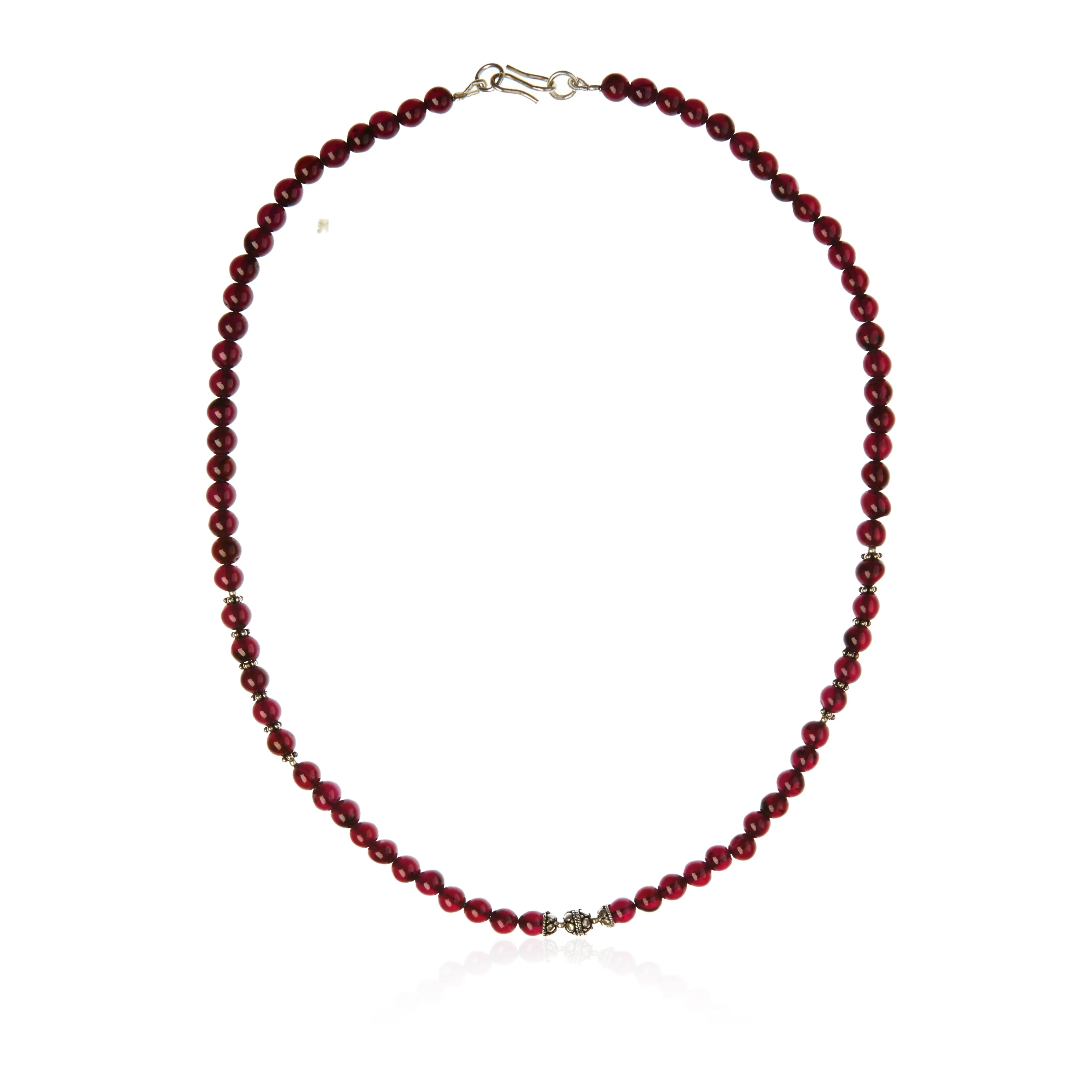 Naszyjnik srebrny  z naturalnymi granatami