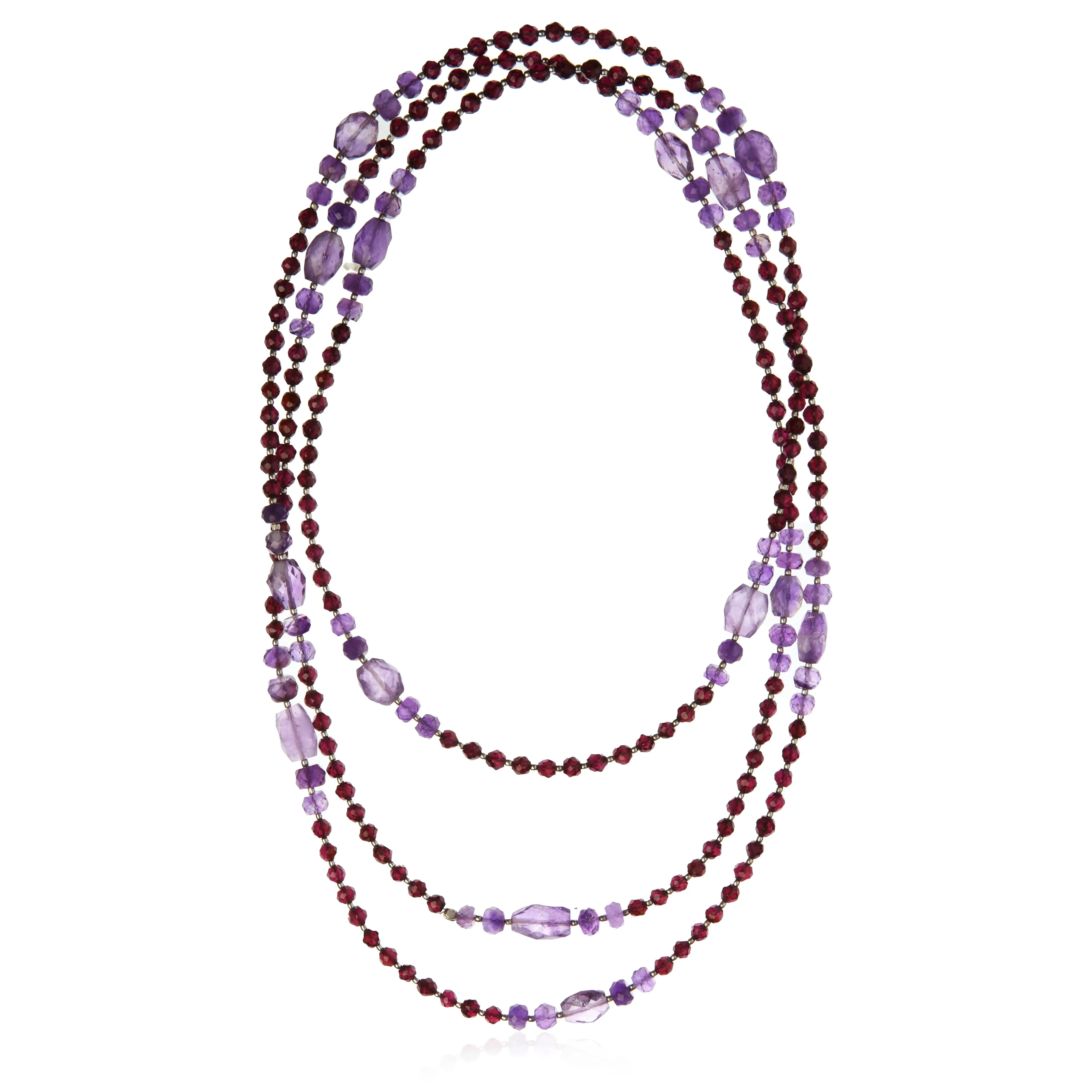 Naturalny ametyst i granat korale srebrne ametyst i granat