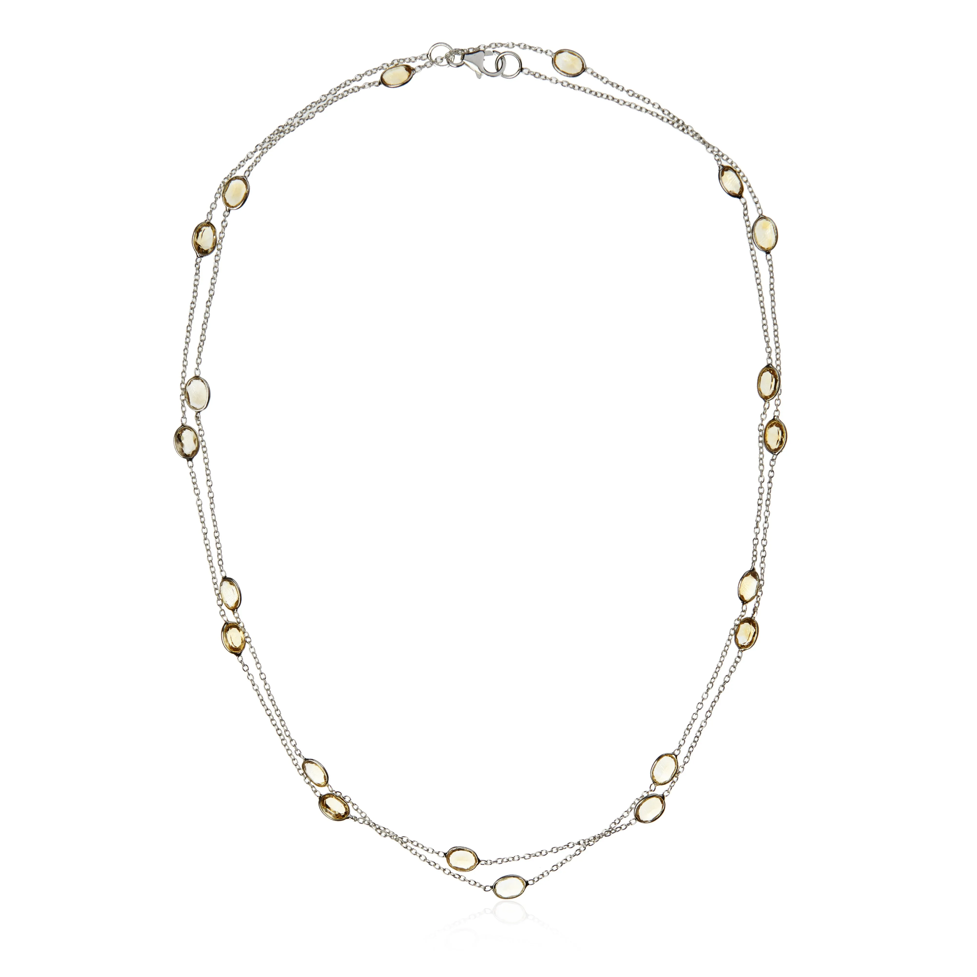 Naszyjnik srebrny z naturalnym cytrynem 90 cm