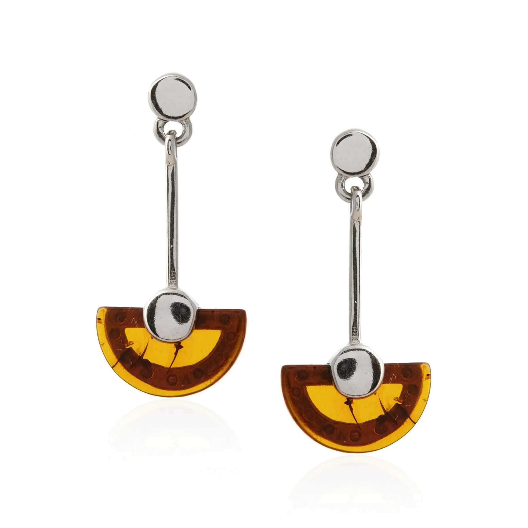 Kolczyki srebrne z wiśniowym bursztynem wiszące sztyfty