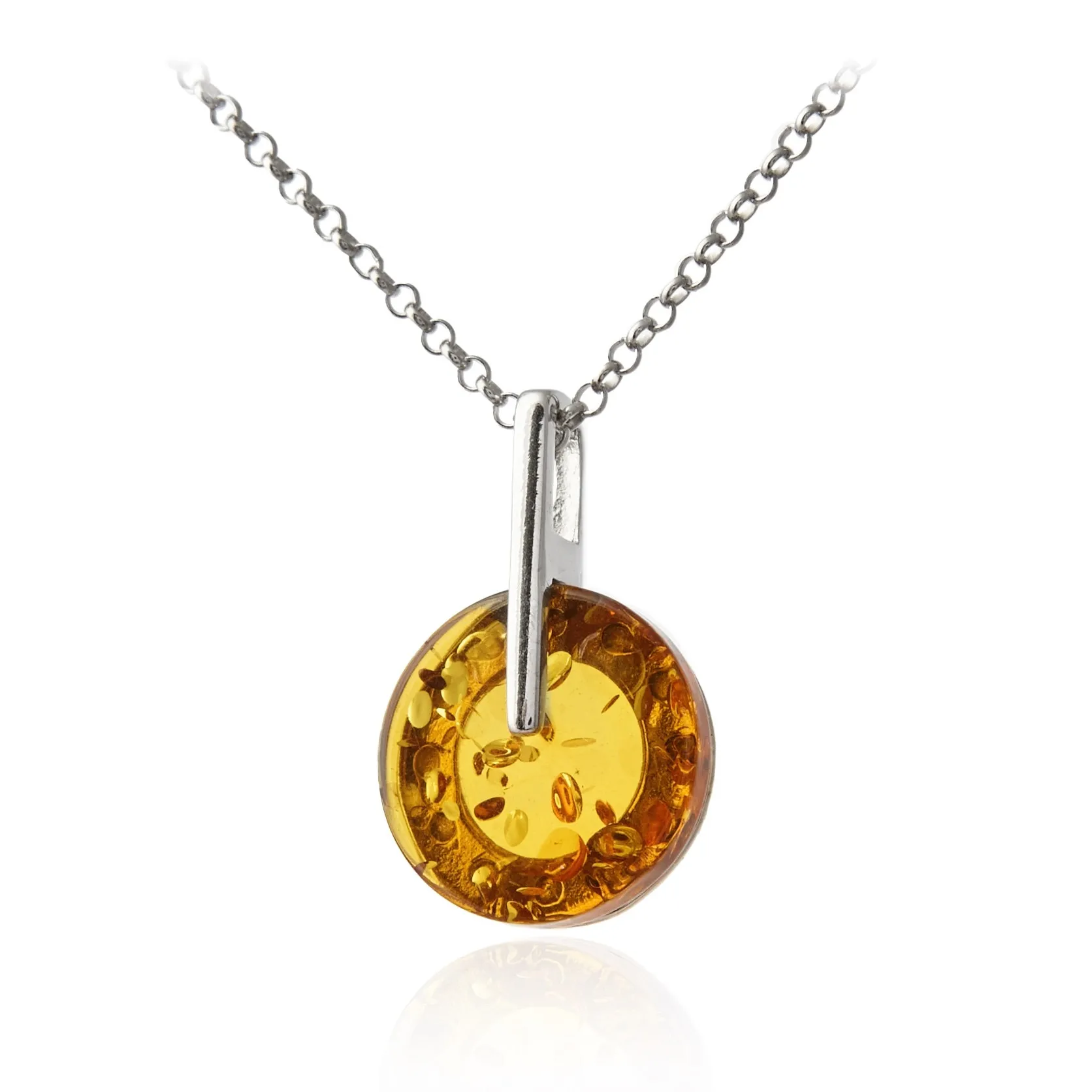 Naszyjnik srebrny z koniakowym bursztynem bahama ii