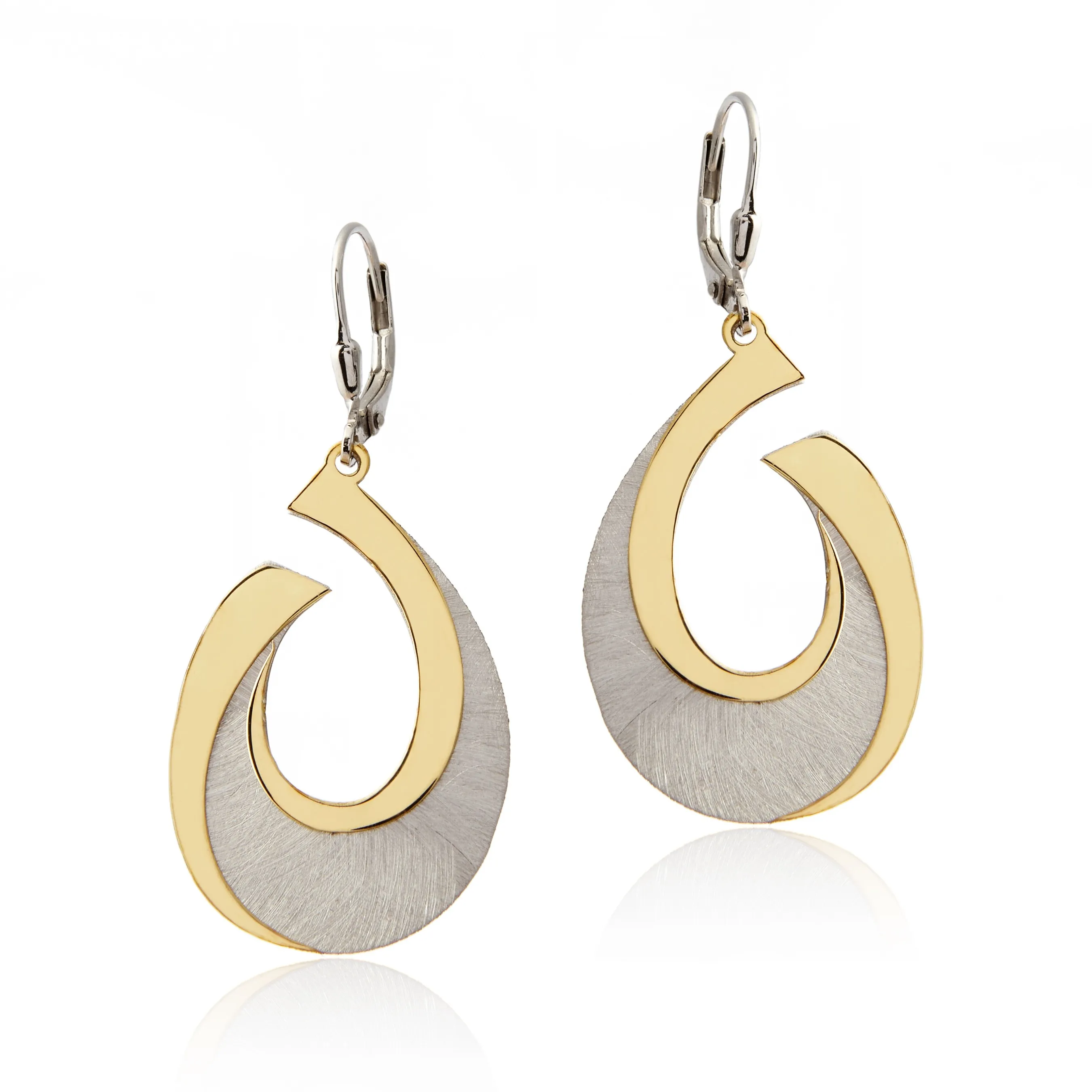 Kolczyki srebrne pozłacane i satynowane