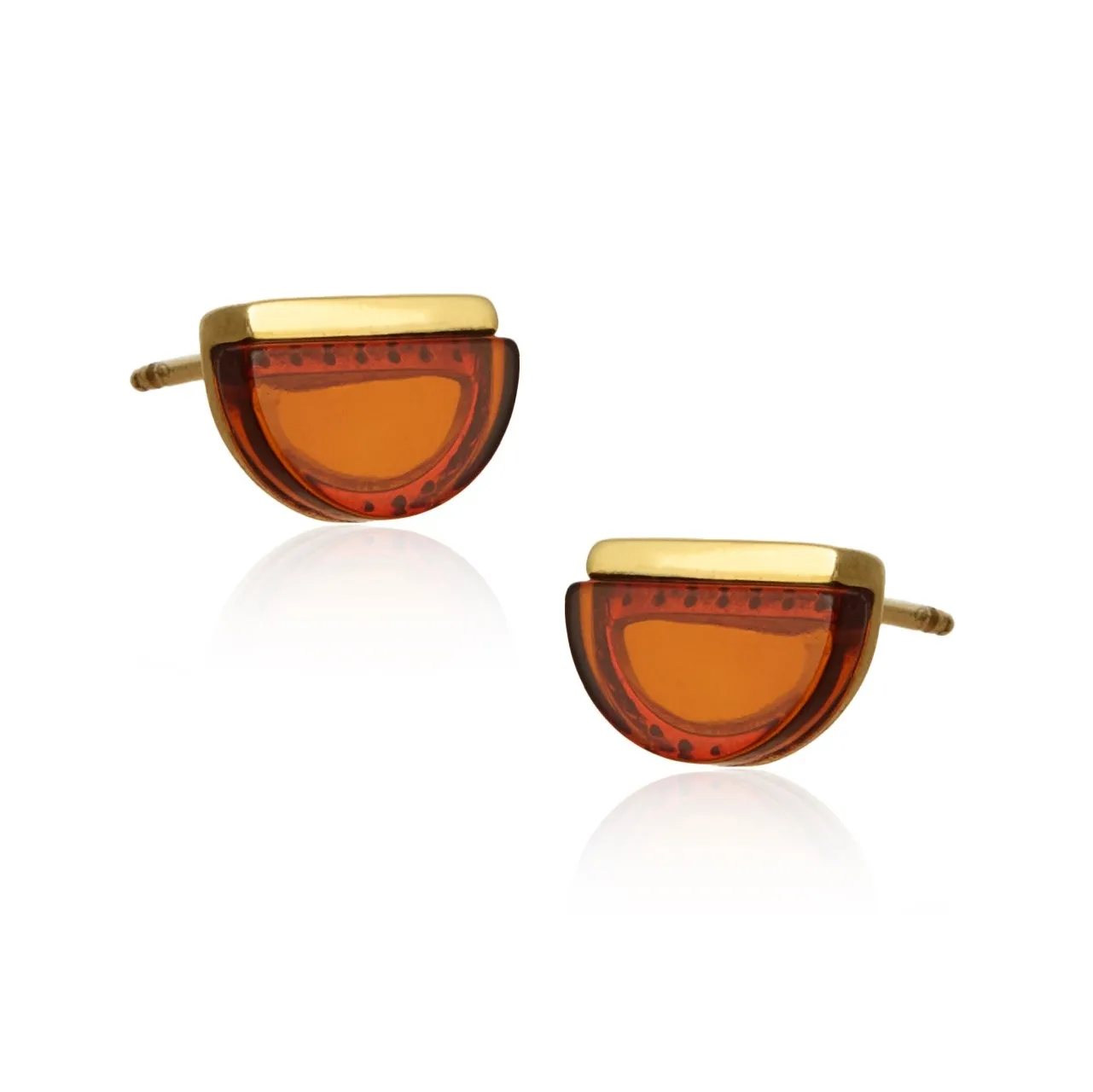 Kolczyki srebrne pozłacane z koniakowym bursztynem