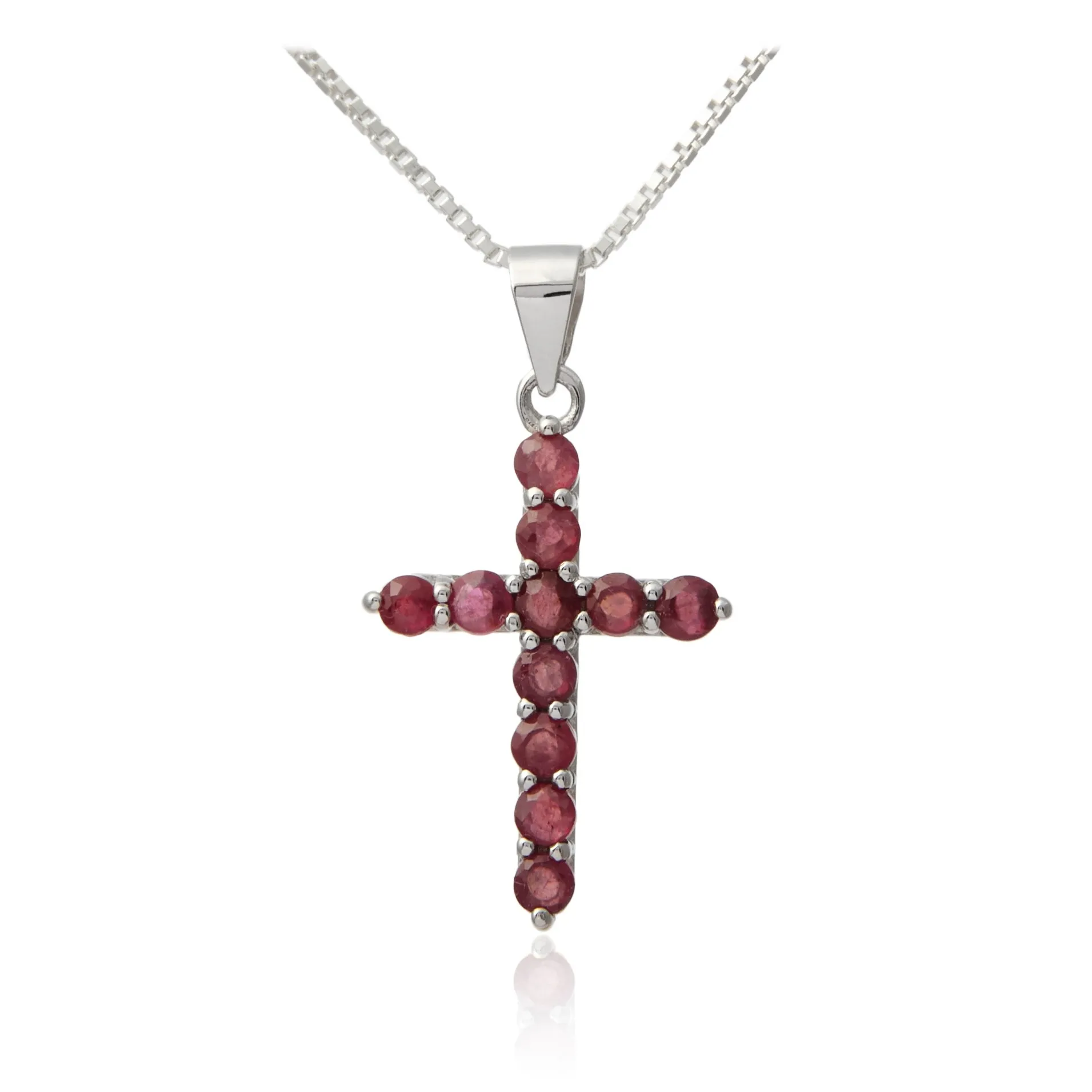 Zawieszka krzyżyk z rubinami