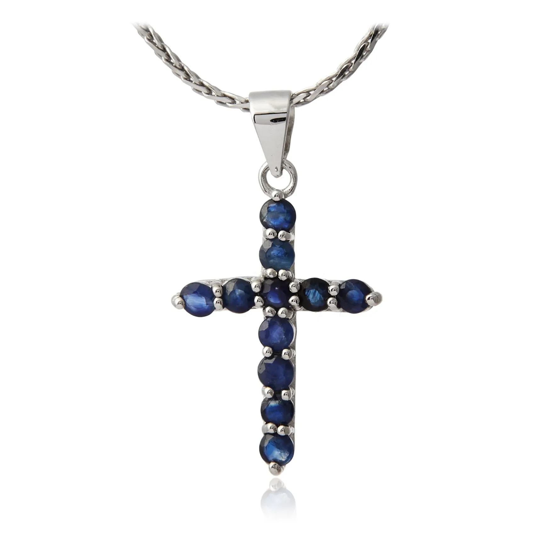 Zawieszka krzyżyk z szafirami