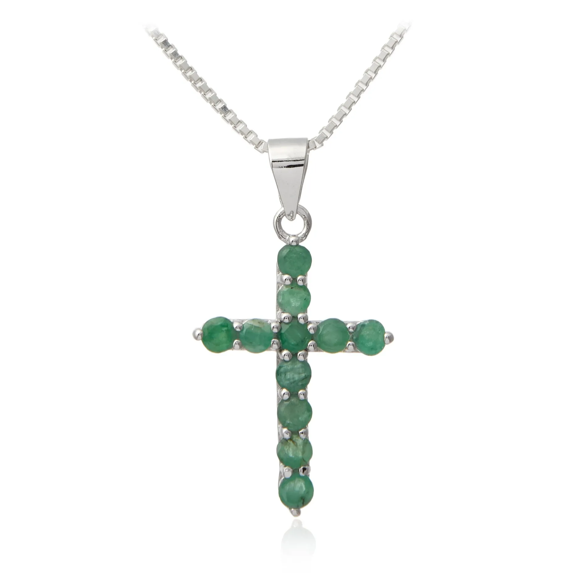 Zawieszka krzyżyk z szmaragdami