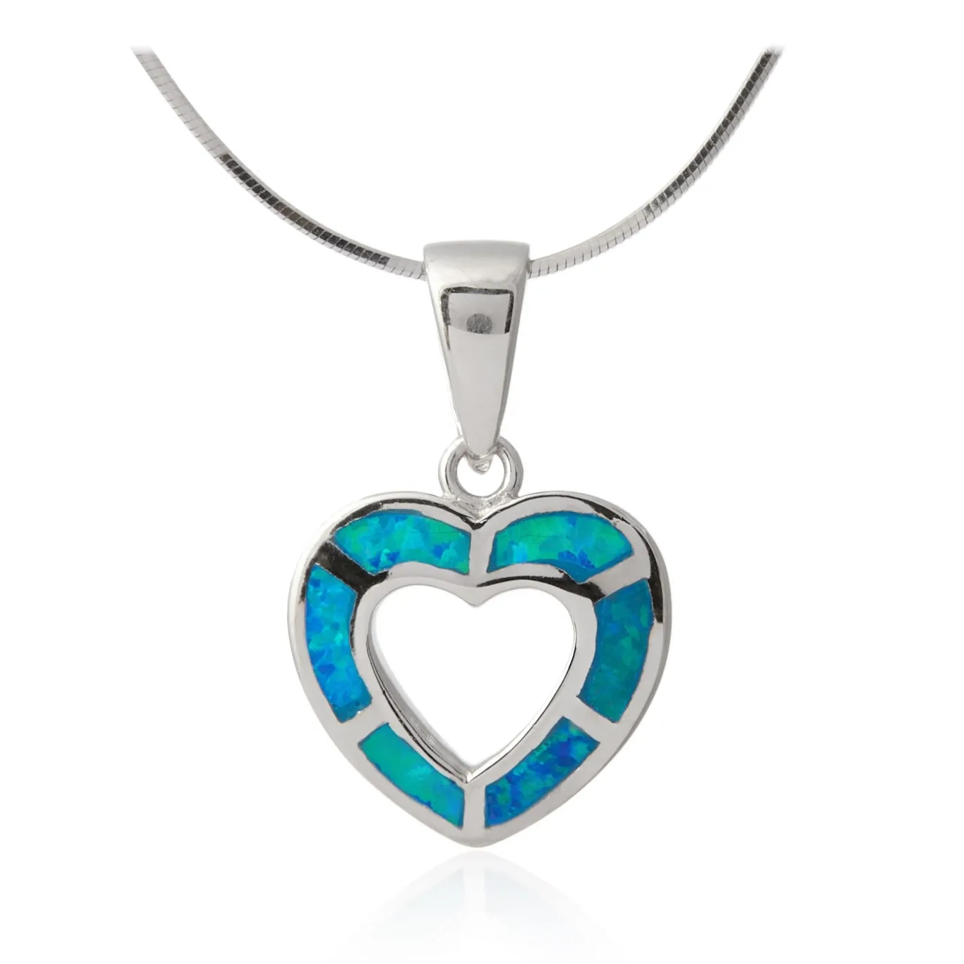 Srebrna zawieszka serce z niebieskim opalem