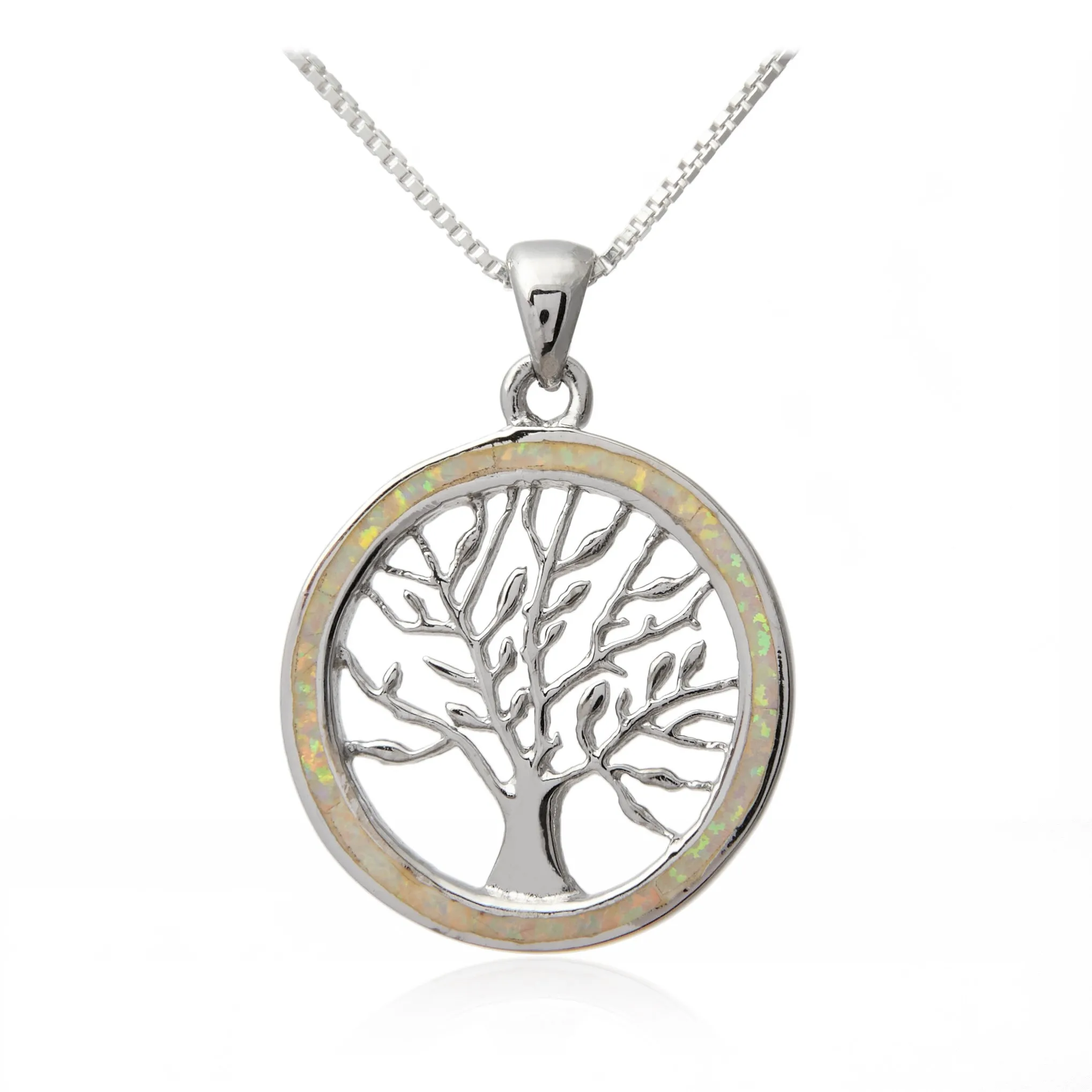 Srebrna zawieszka z bizłym opalem drzewko szczęścia