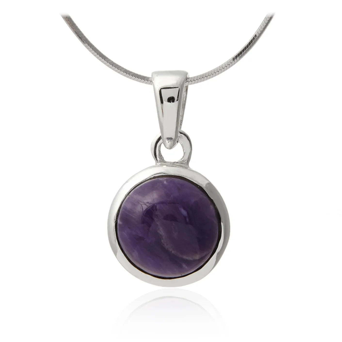 Srebrna zawieszka mała z okrągłym czaroitem