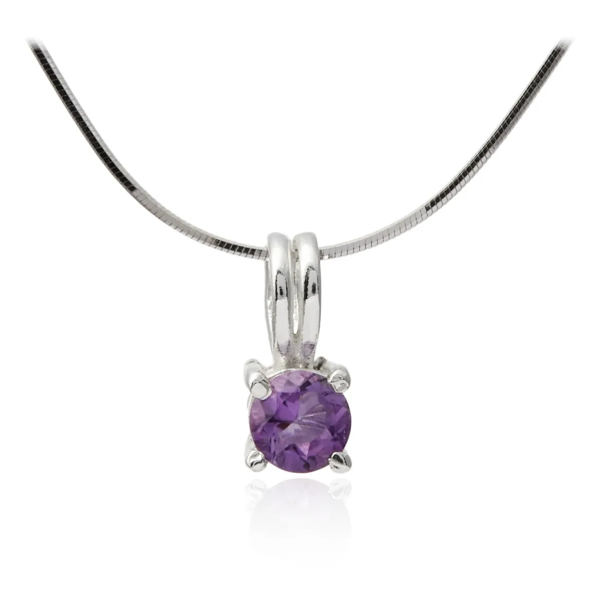 Subtelna zawieszka srebrna  z okrągłym ametystem