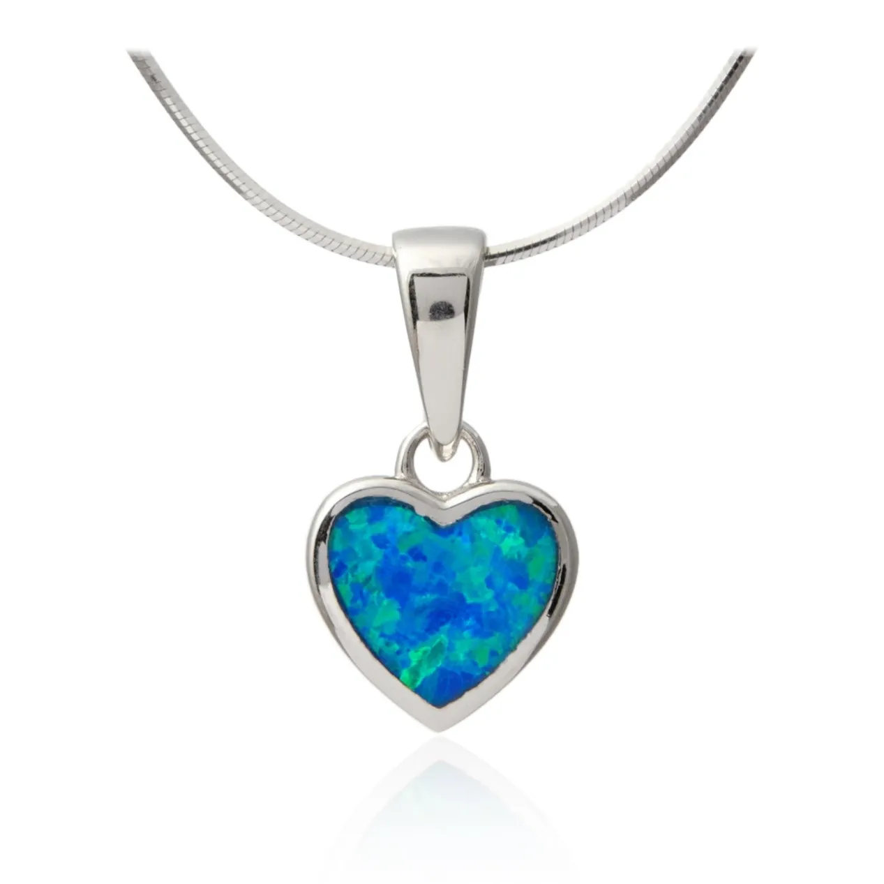 Srebrna zawieszka serduszko z niebieskim opalem