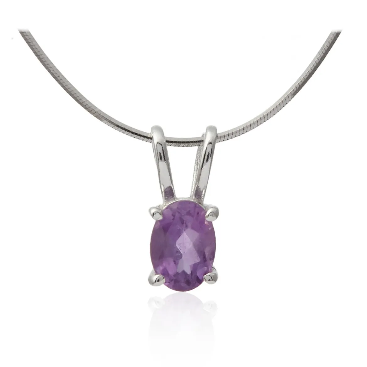 Subtelna srebrna zawieszka z owalnym ametystem