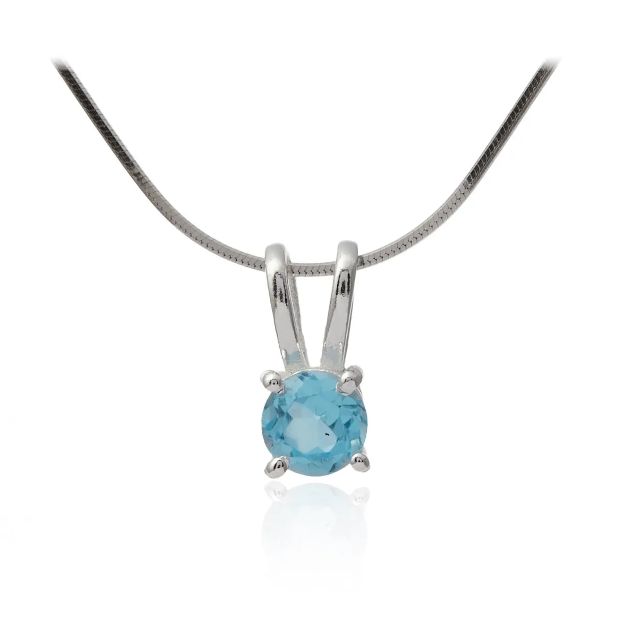 Subtelna zawieszka srebrna z  okrągłym niebieskim topazem