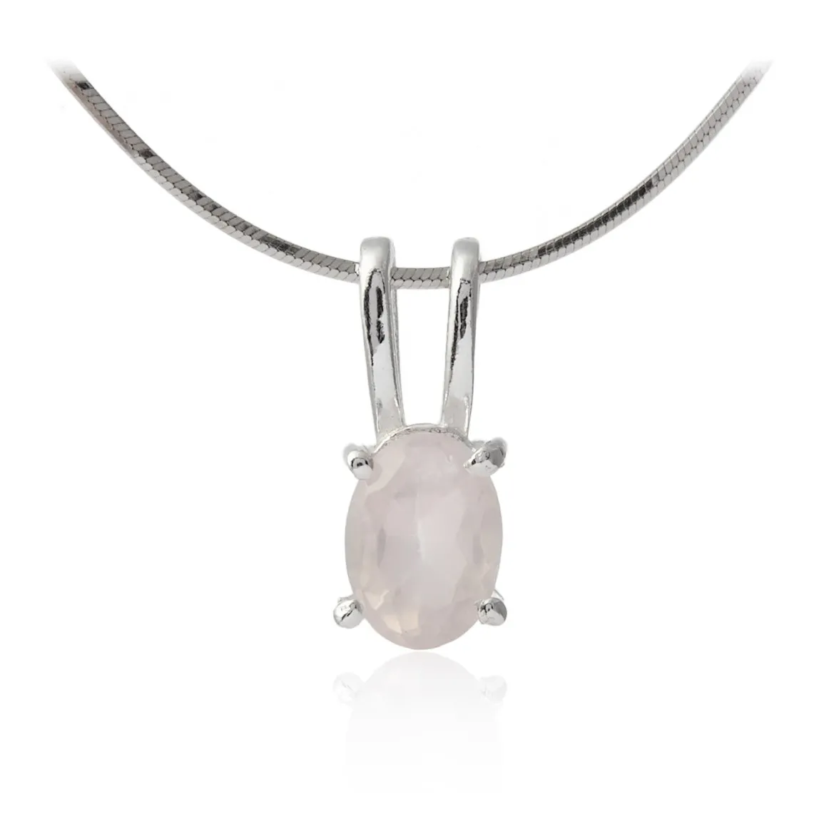 Subtelna zawieszka srebrna z różowym kwarcem