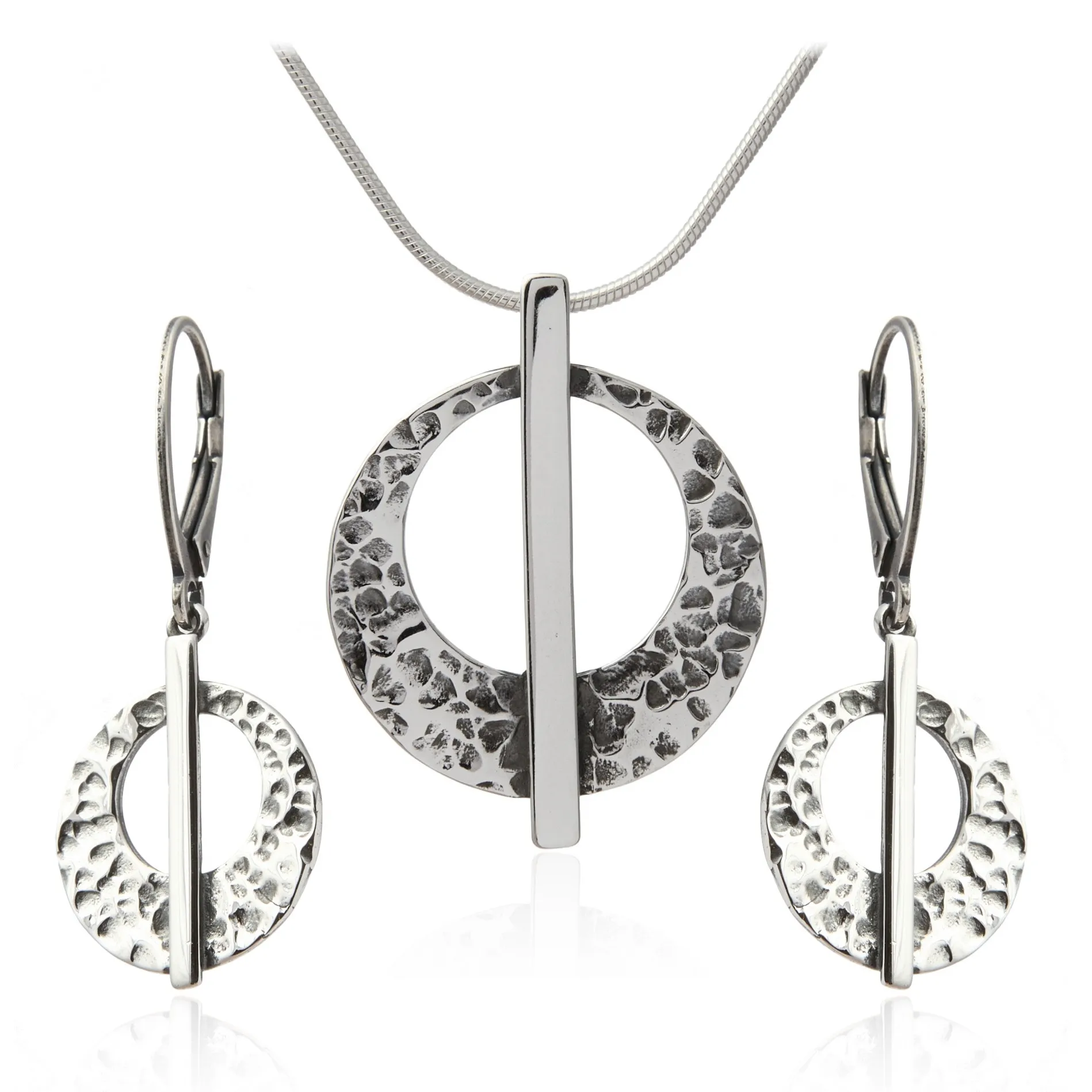 Komplet srebrnej biżuterii oksydowanej lunar balance – harmonia kontrastów