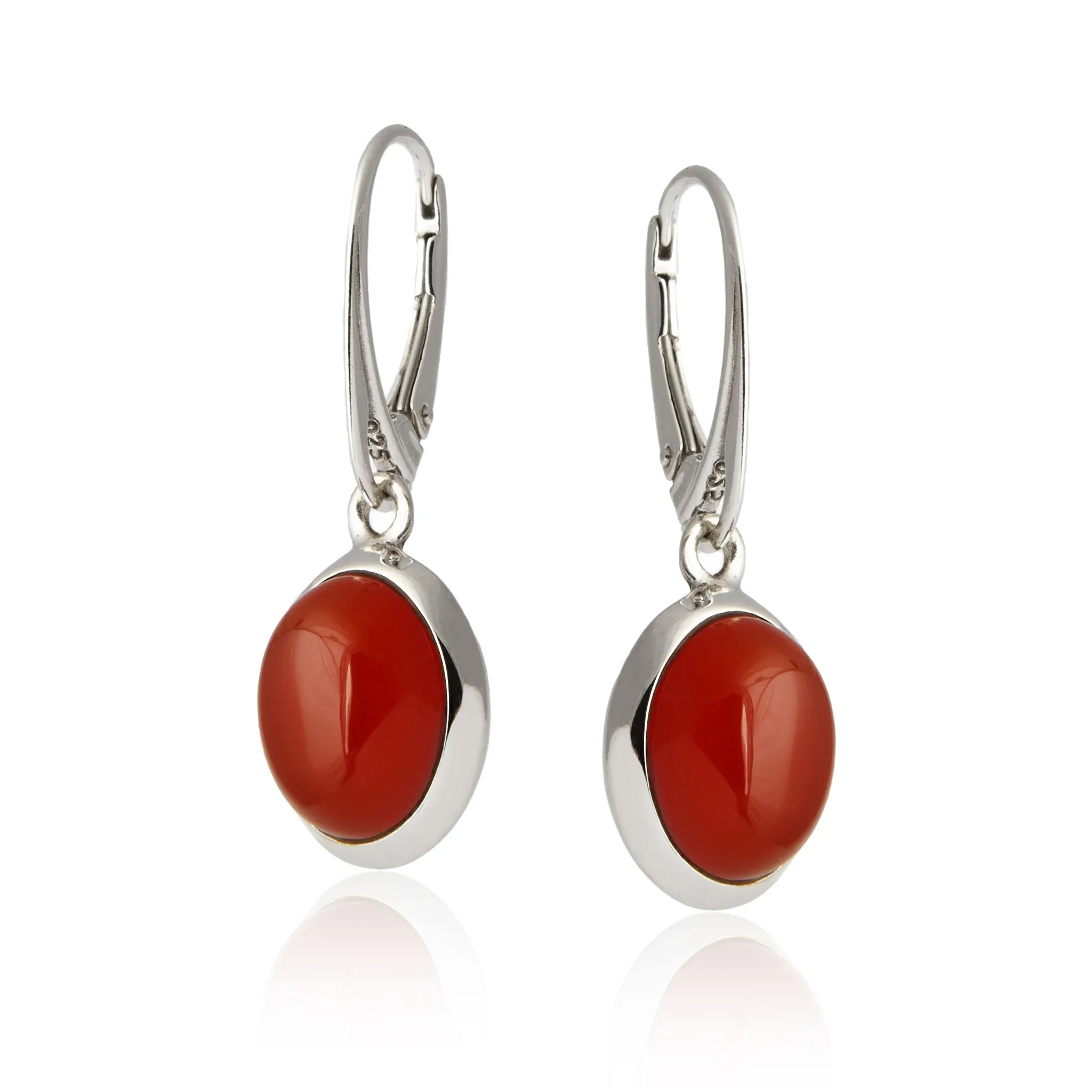 Srebrne kolczyki z karneolem