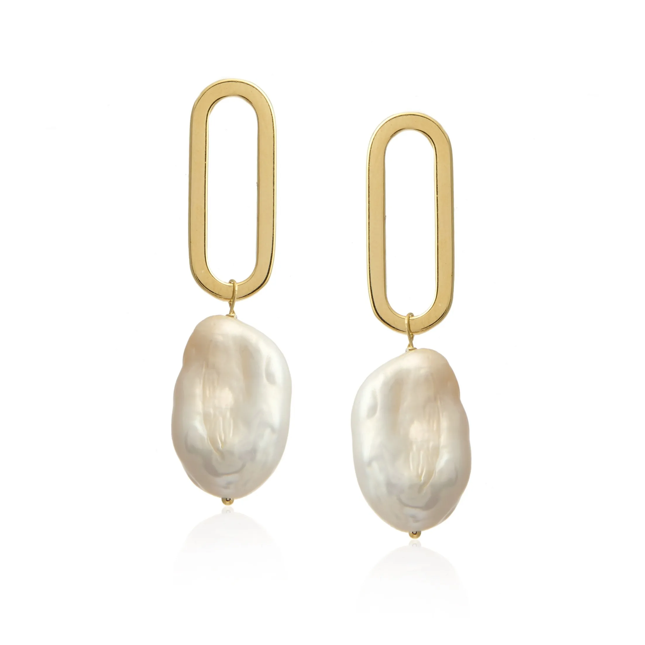 Kolczyki srebrne pozłacane z barokową perłą pearl sculpt